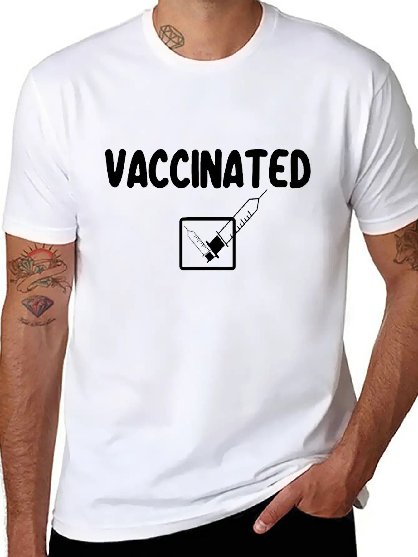 Vaccinated Check Mark Vaccine I Got Vaccinated Stylish Everyday T-Shirt – Unisex Basic Cotton Tee