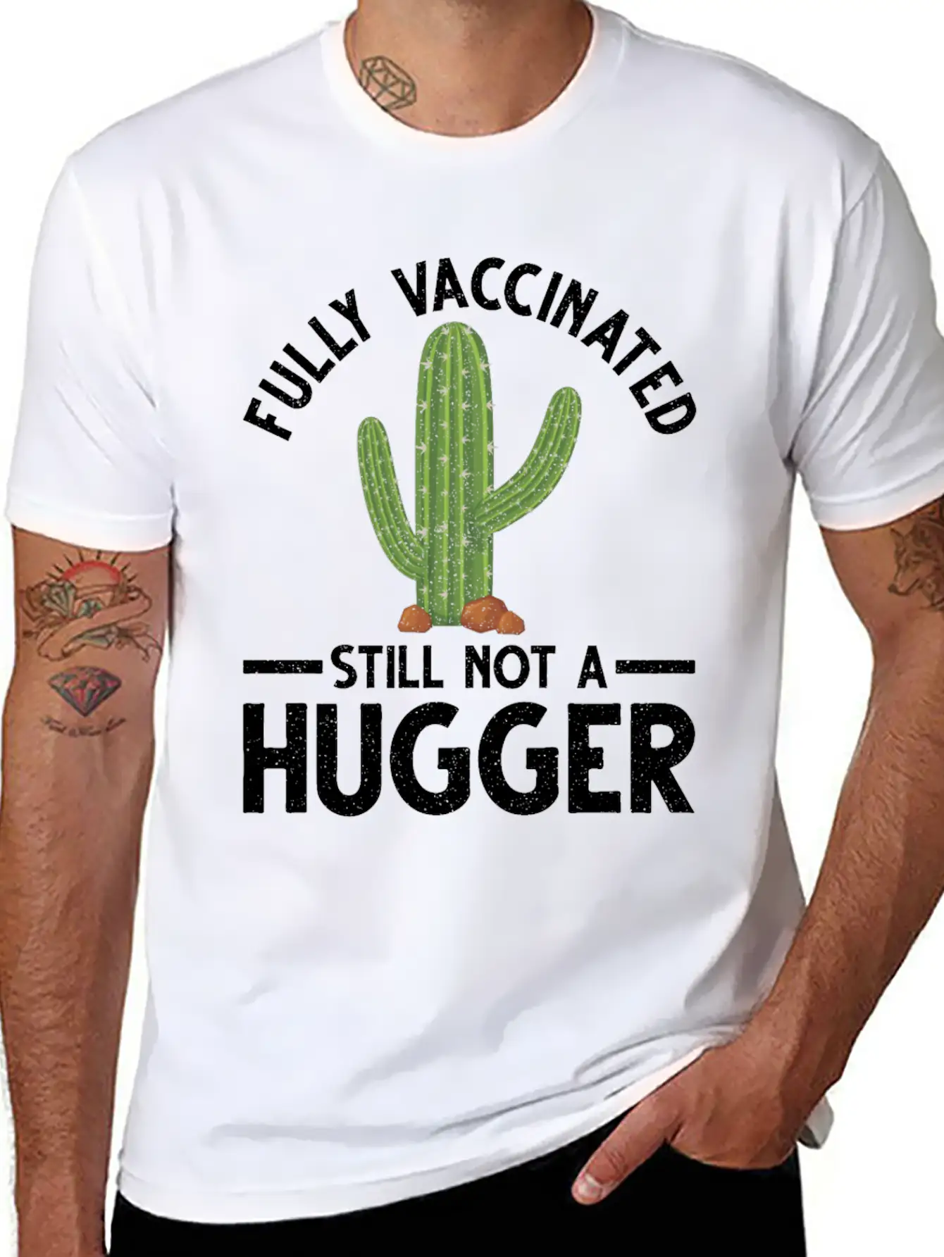 Vaccinated Not A Hugger Vaccination Vax Pro Relaxed Everyday Tee – Lightweight And Durable Cotton