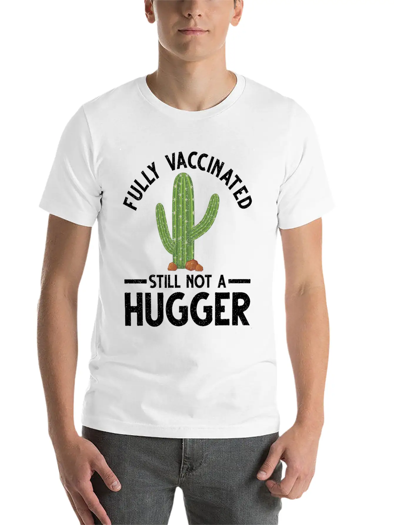 Vaccinated Not A Hugger Vaccination Vax Pro Relaxed Everyday Tee – Lightweight And Durable Cotton