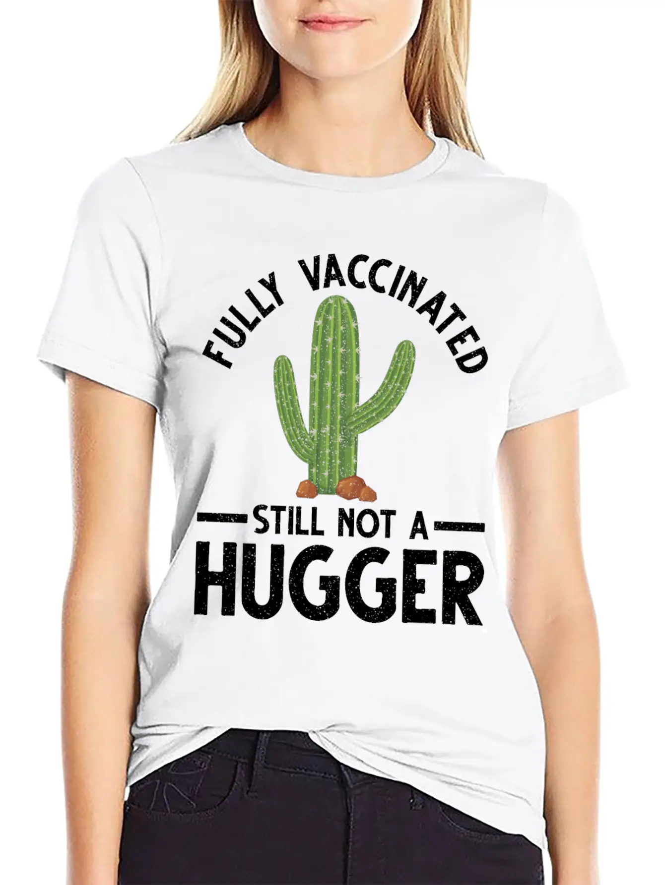 Vaccinated Not A Hugger Vaccination Vax Pro Relaxed Everyday Tee – Lightweight And Durable Cotton