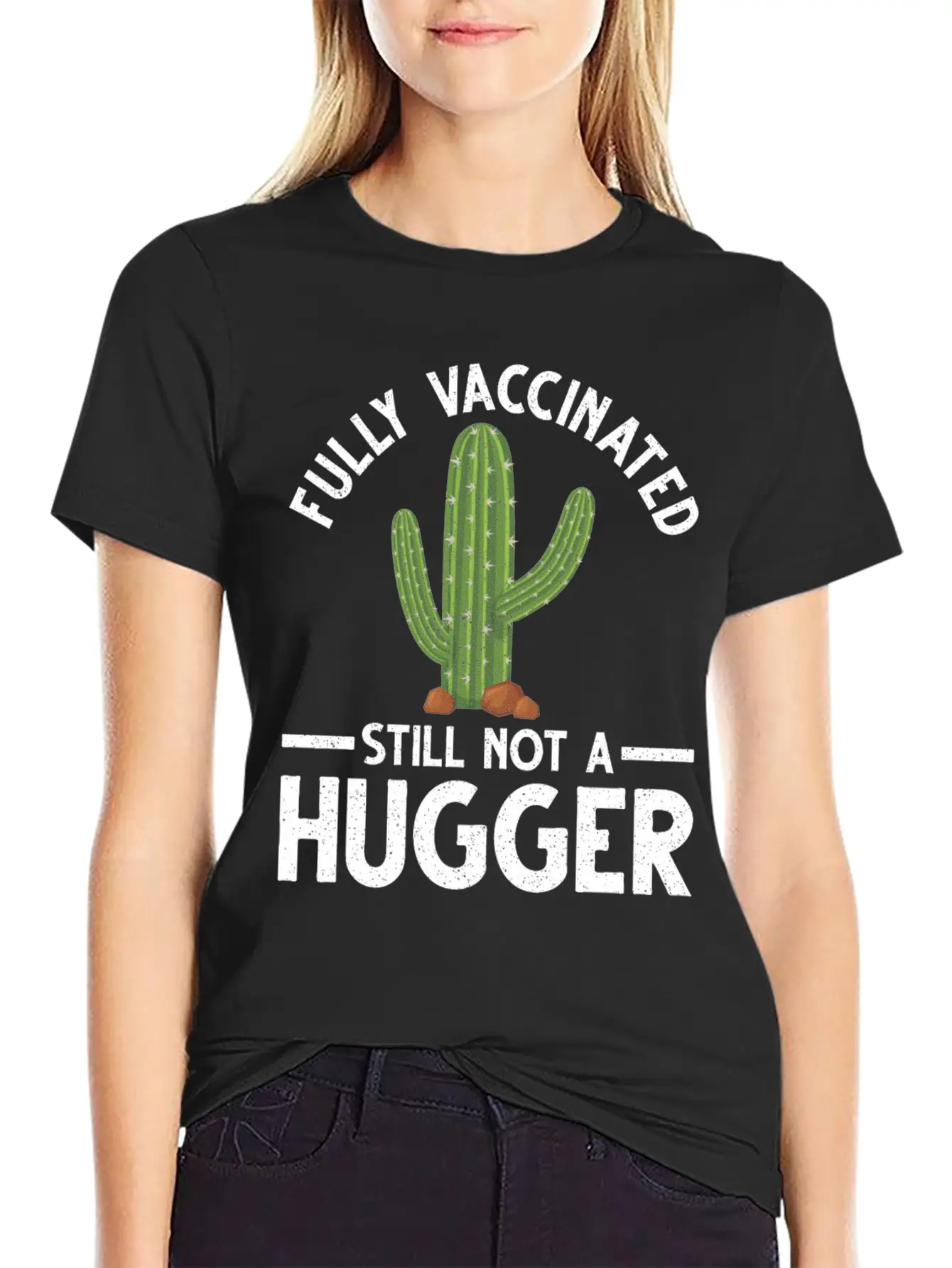 Vaccinated Not A Hugger Vaccination Vax Pro Relaxed Everyday Tee – Lightweight And Durable Cotton