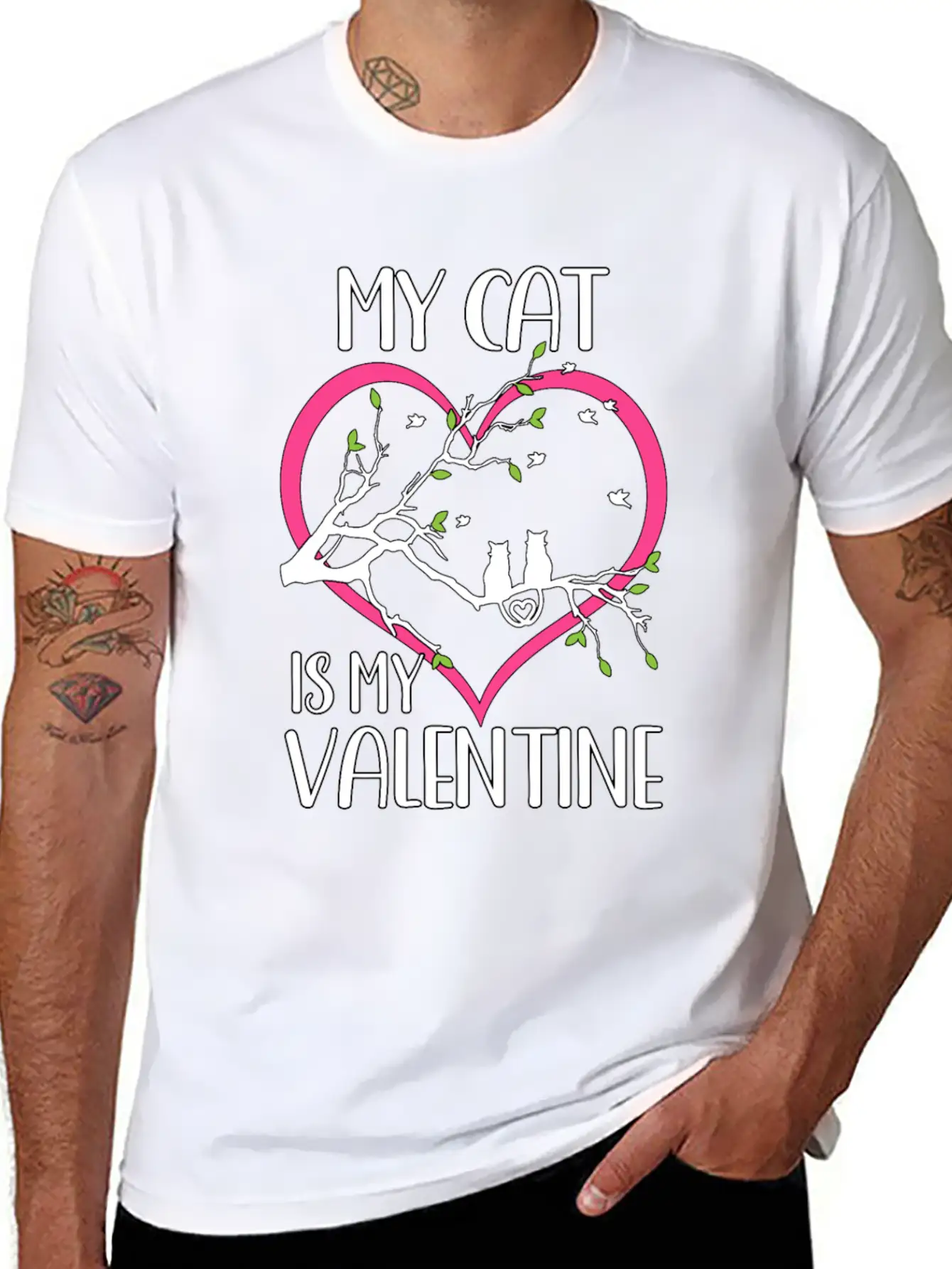 Valentine's Day Cats Heart Cute Cute Knuff Basic Graphic T-Shirt – Daily Comfort In Soft Cotton