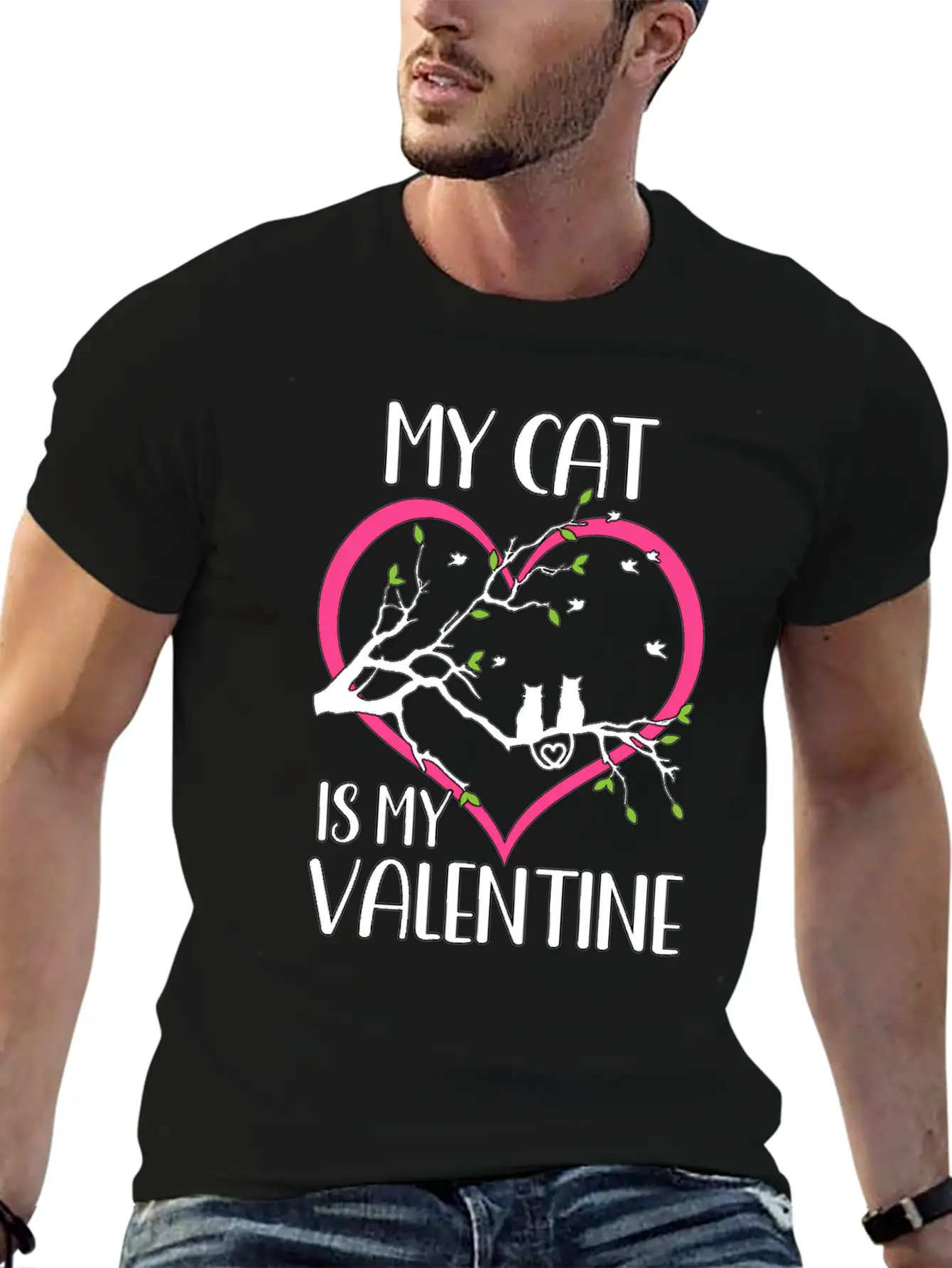 Valentine's Day Cats Heart Cute Cute Knuff Basic Graphic T-Shirt – Daily Comfort In Soft Cotton