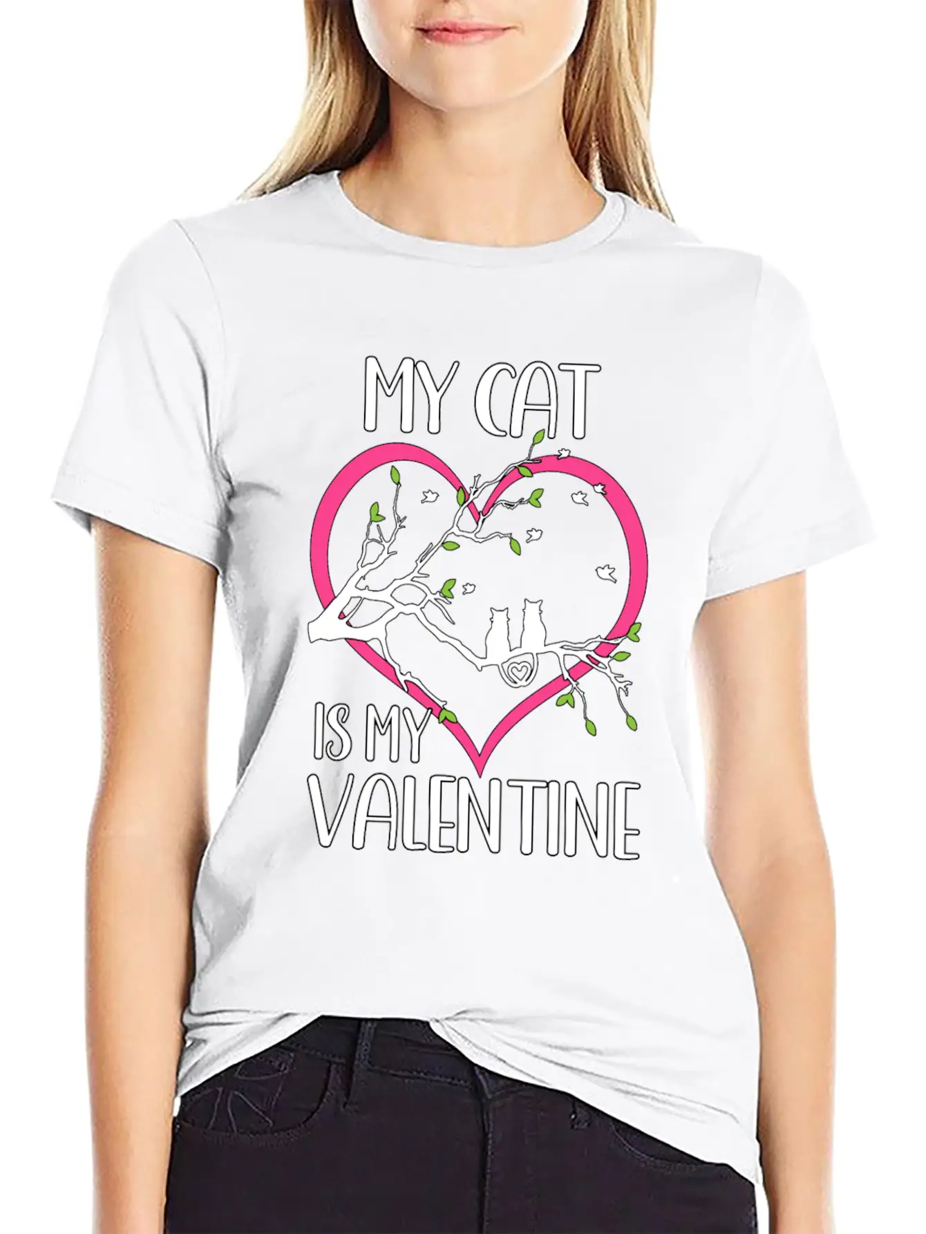 Valentine's Day Cats Heart Cute Cute Knuff Basic Graphic T-Shirt – Daily Comfort In Soft Cotton