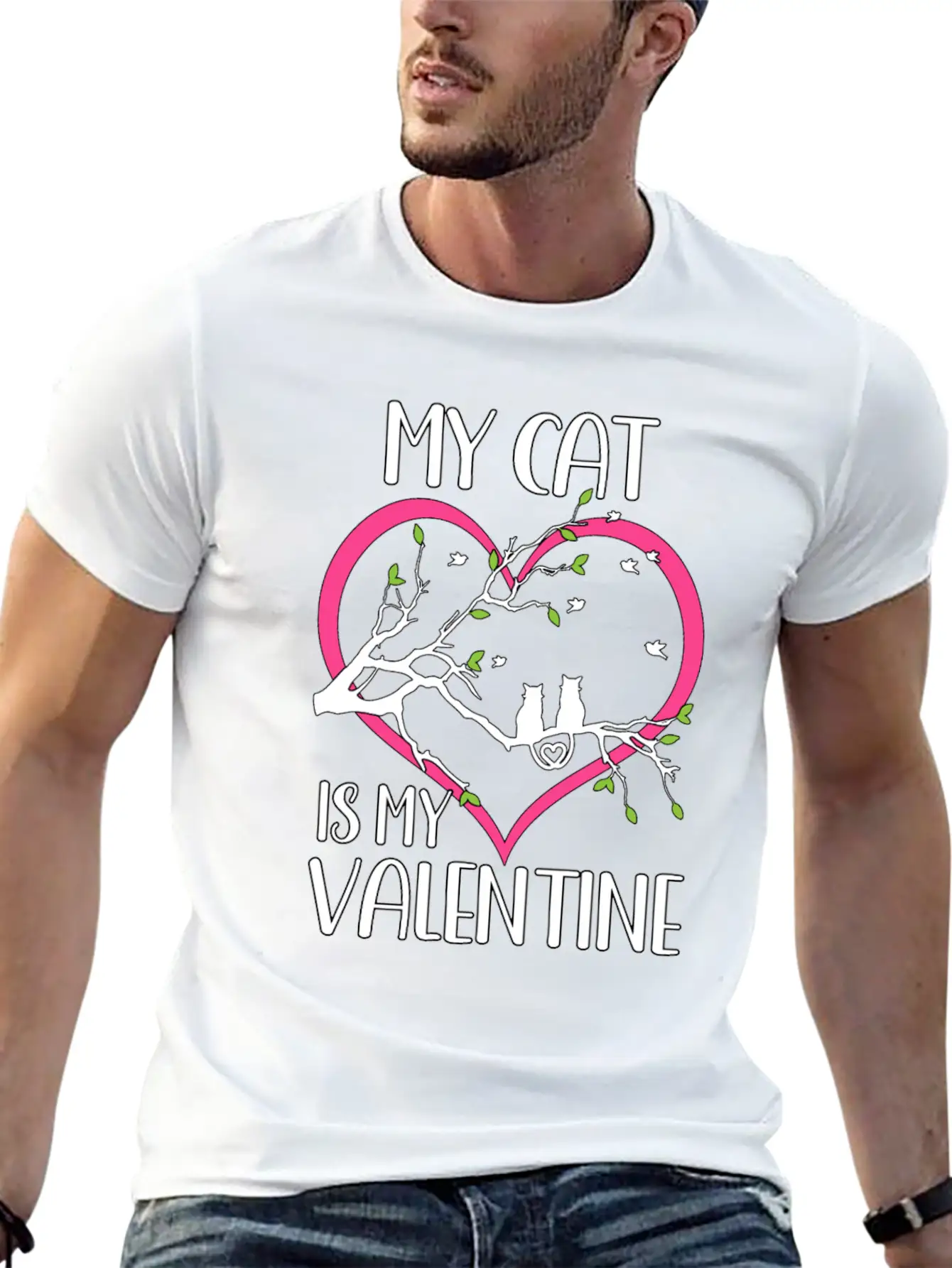 Valentine's Day Cats Heart Cute Cute Knuff Basic Graphic T-Shirt – Daily Comfort In Soft Cotton