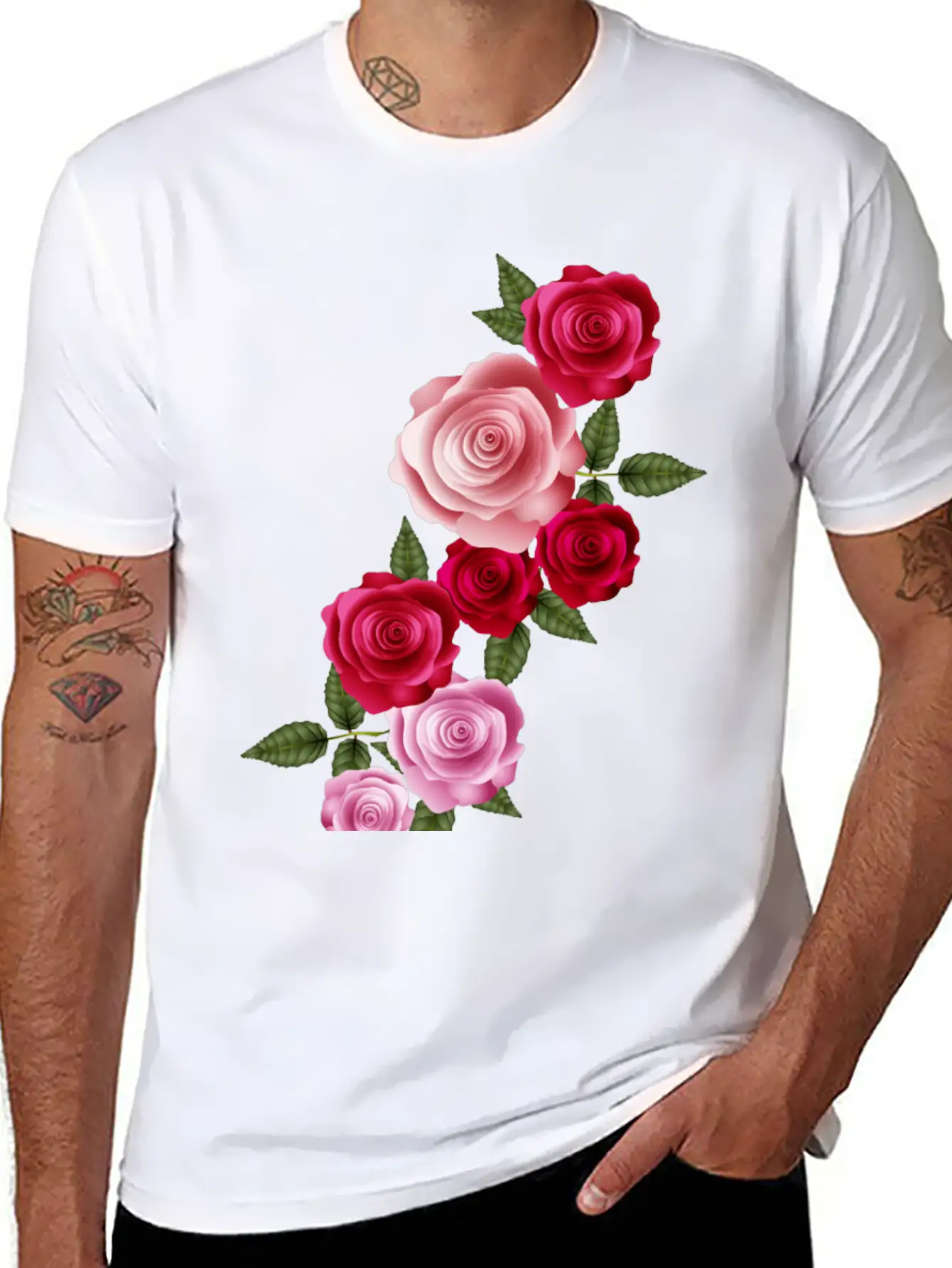 Valentine's Day Rose Garland Of Bright Roses Relaxed Everyday Tee – Lightweight And Durable Cotton