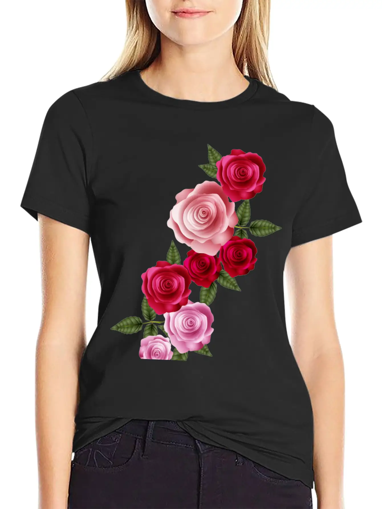 Valentine's Day Rose Garland Of Bright Roses Relaxed Everyday Tee – Lightweight And Durable Cotton
