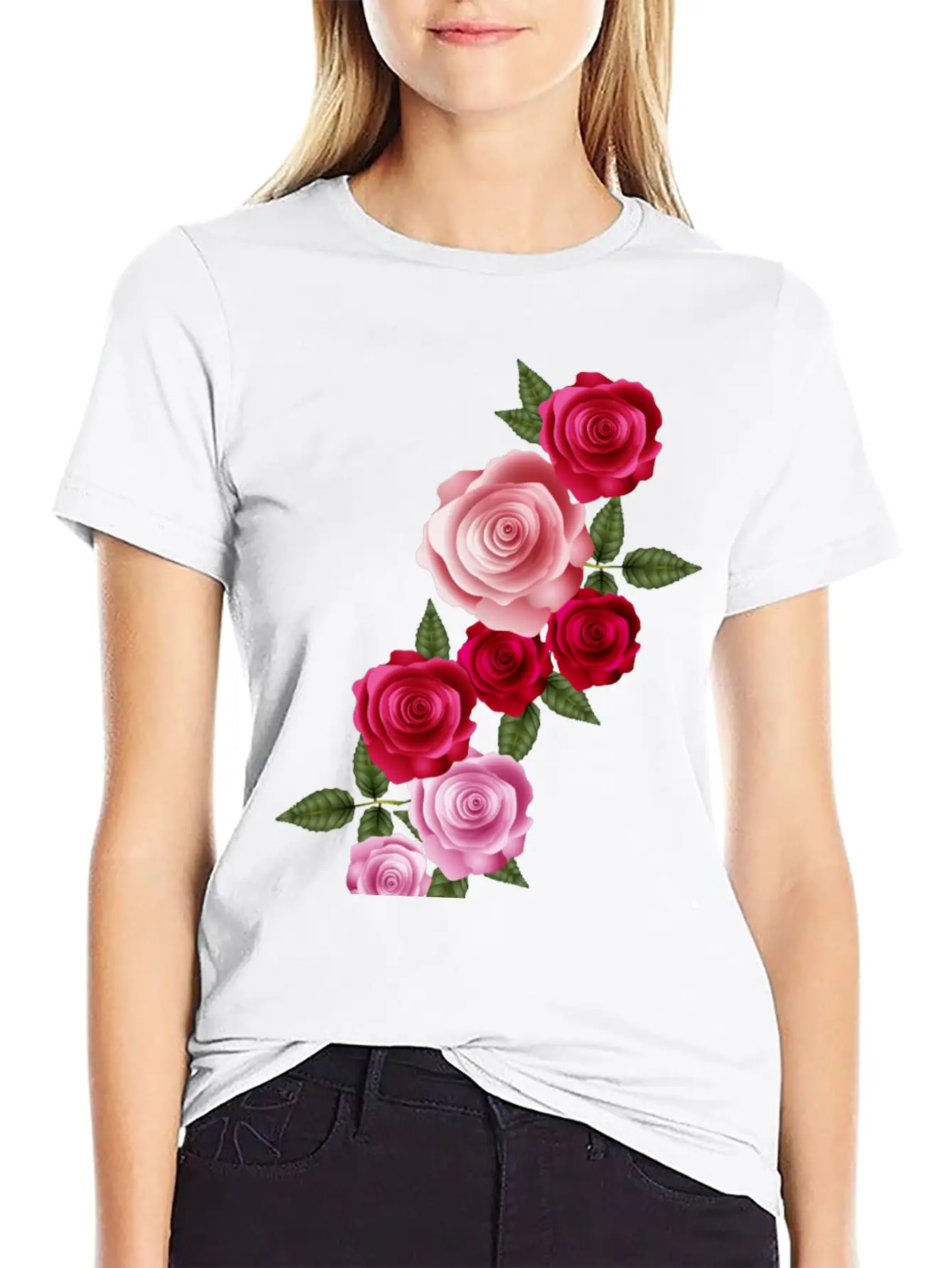 Valentine's Day Rose Garland Of Bright Roses Relaxed Everyday Tee – Lightweight And Durable Cotton