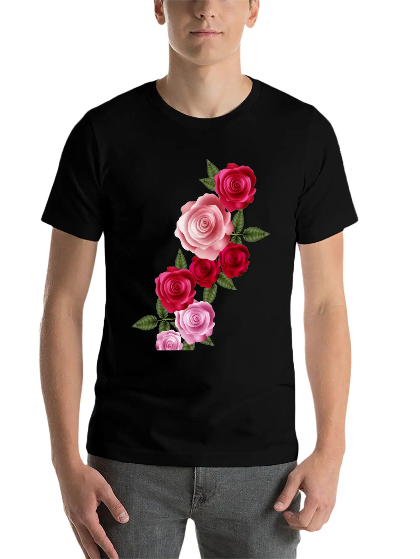 Valentine's Day Rose Garland Of Bright Roses Relaxed Everyday Tee – Lightweight And Durable Cotton