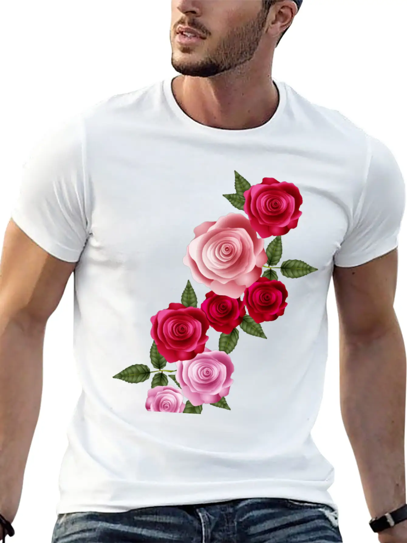 Valentine's Day Rose Garland Of Bright Roses Relaxed Everyday Tee – Lightweight And Durable Cotton