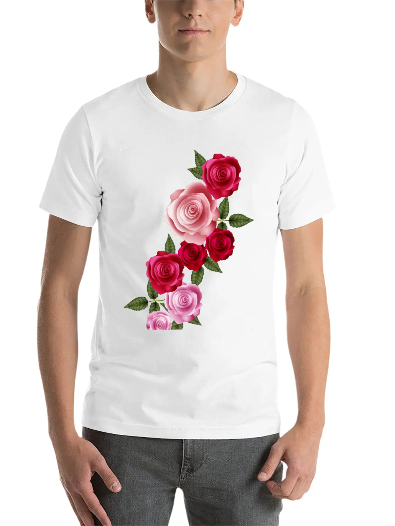 Valentine's Day Rose Garland Of Bright Roses Relaxed Everyday Tee – Lightweight And Durable Cotton