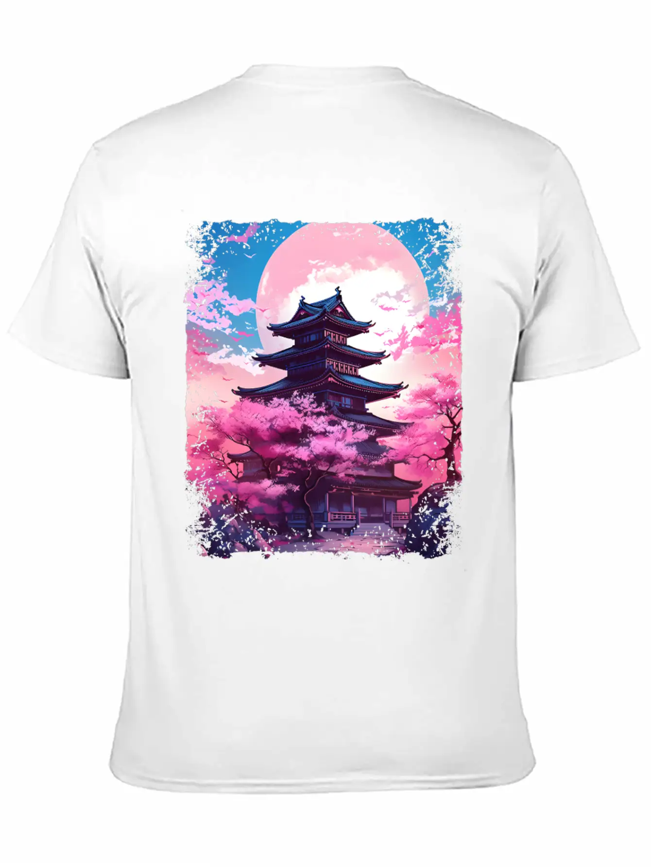 Vaporwave Cherry Blossom Sakura Tree In A Temple Basic Graphic T-Shirt – Daily Comfort In Soft Cotton