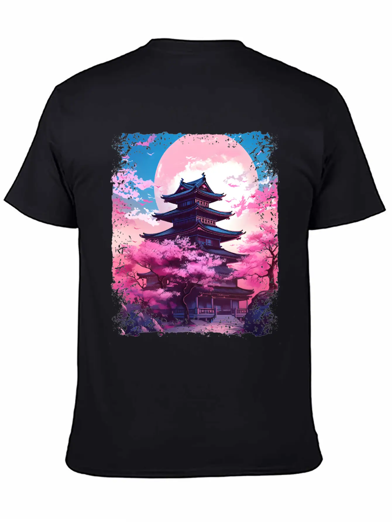 Vaporwave Cherry Blossom Sakura Tree In A Temple Basic Graphic T-Shirt – Daily Comfort In Soft Cotton