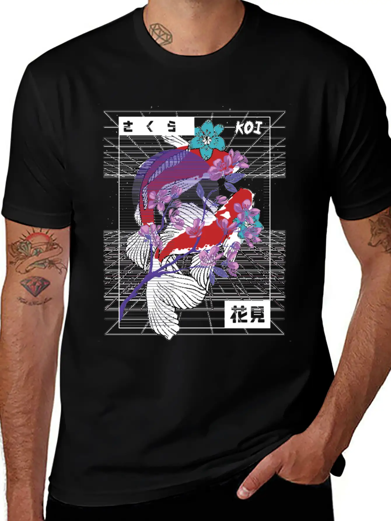 Vaporwave Koi Fish Japan Sakura Carp Breeder Basic Graphic T-Shirt – Daily Comfort In Soft Cotton