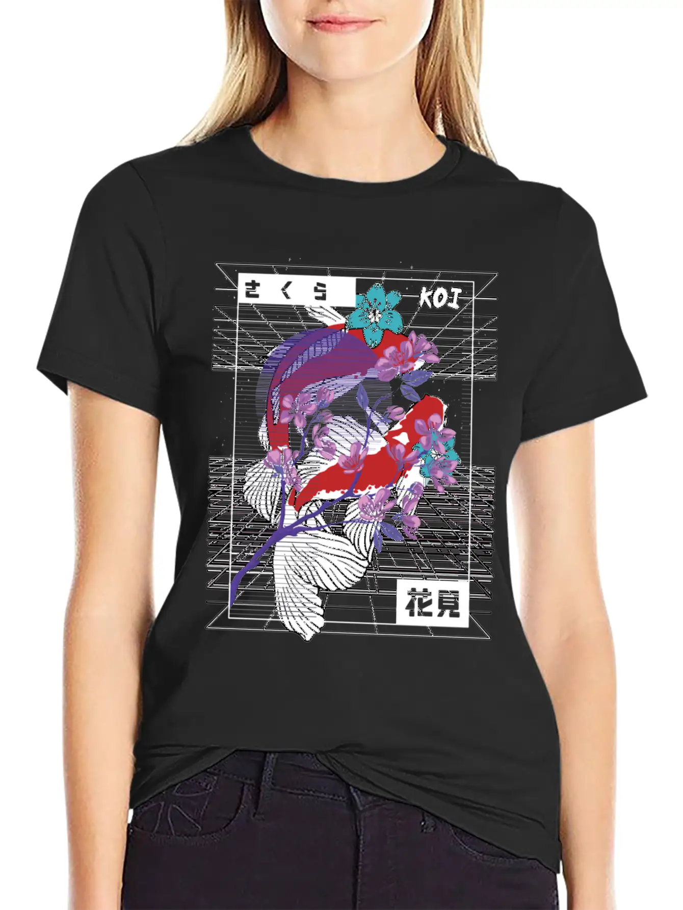 Vaporwave Koi Fish Japan Sakura Carp Breeder Basic Graphic T-Shirt – Daily Comfort In Soft Cotton