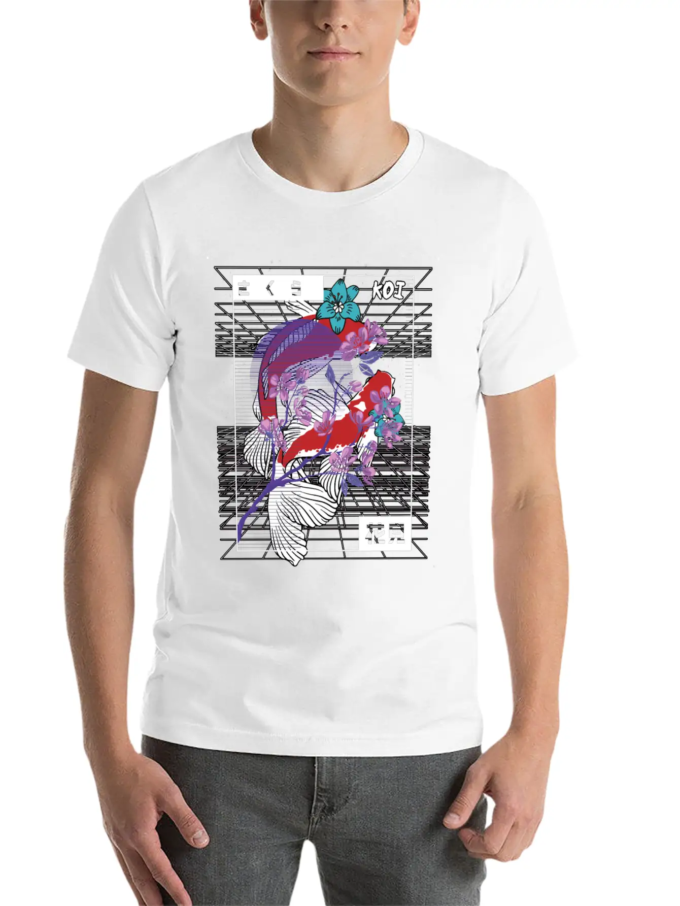 Vaporwave Koi Fish Japan Sakura Carp Breeder Basic Graphic T-Shirt – Daily Comfort In Soft Cotton
