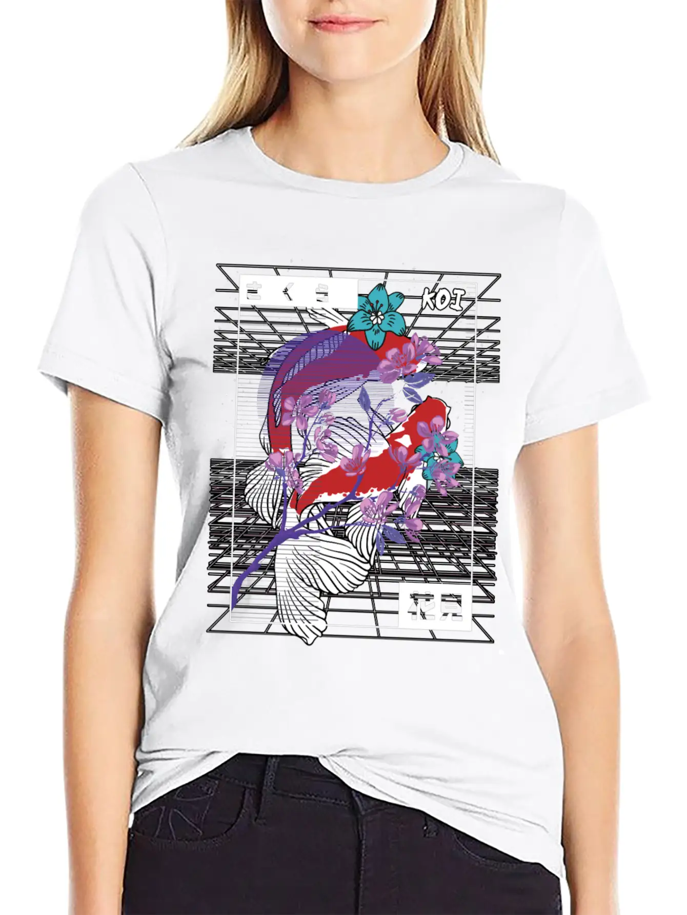 Vaporwave Koi Fish Japan Sakura Carp Breeder Basic Graphic T-Shirt – Daily Comfort In Soft Cotton