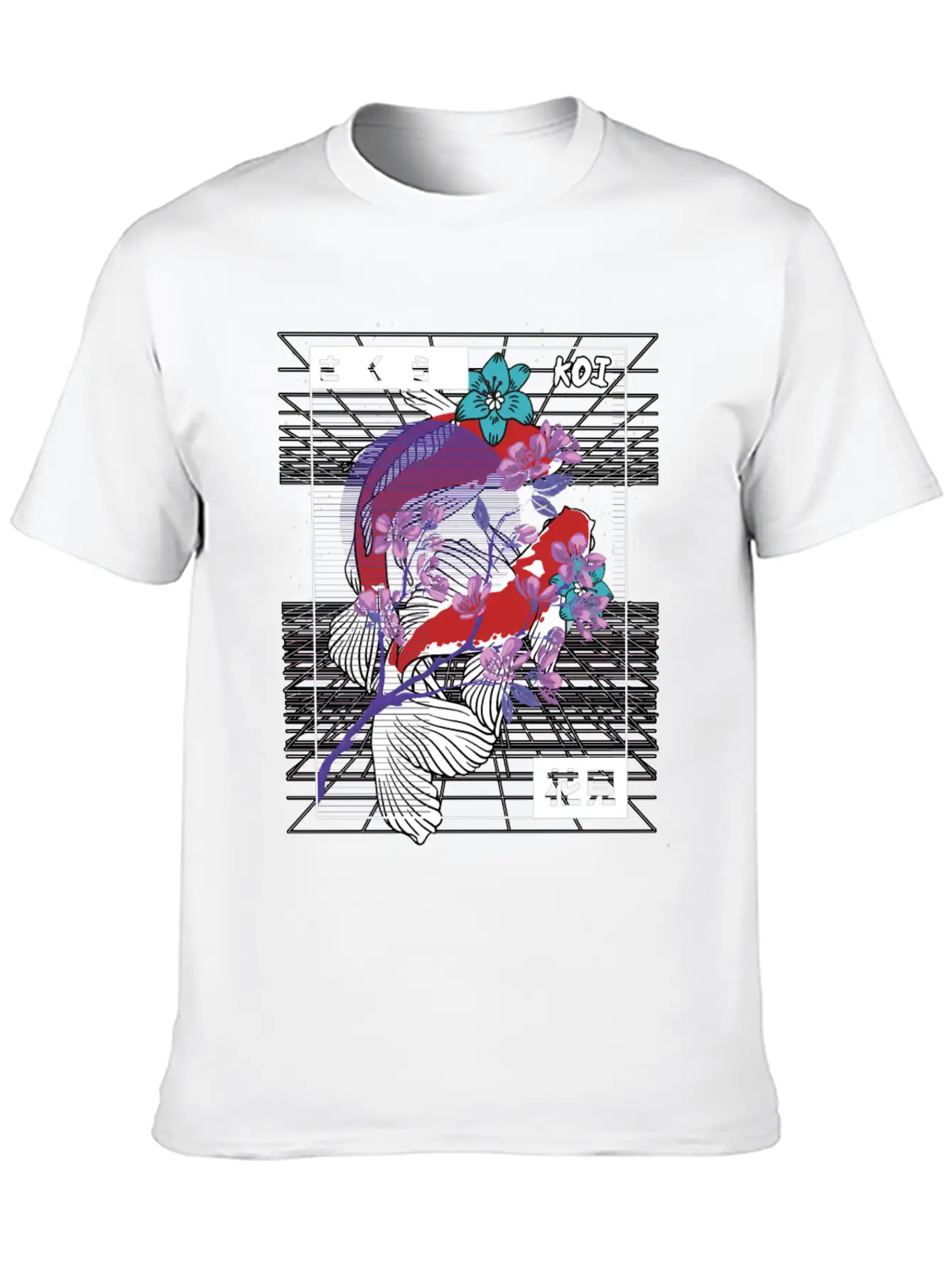 Vaporwave Koi Fish Japan Sakura Carp Breeder Basic Graphic T-Shirt – Daily Comfort In Soft Cotton