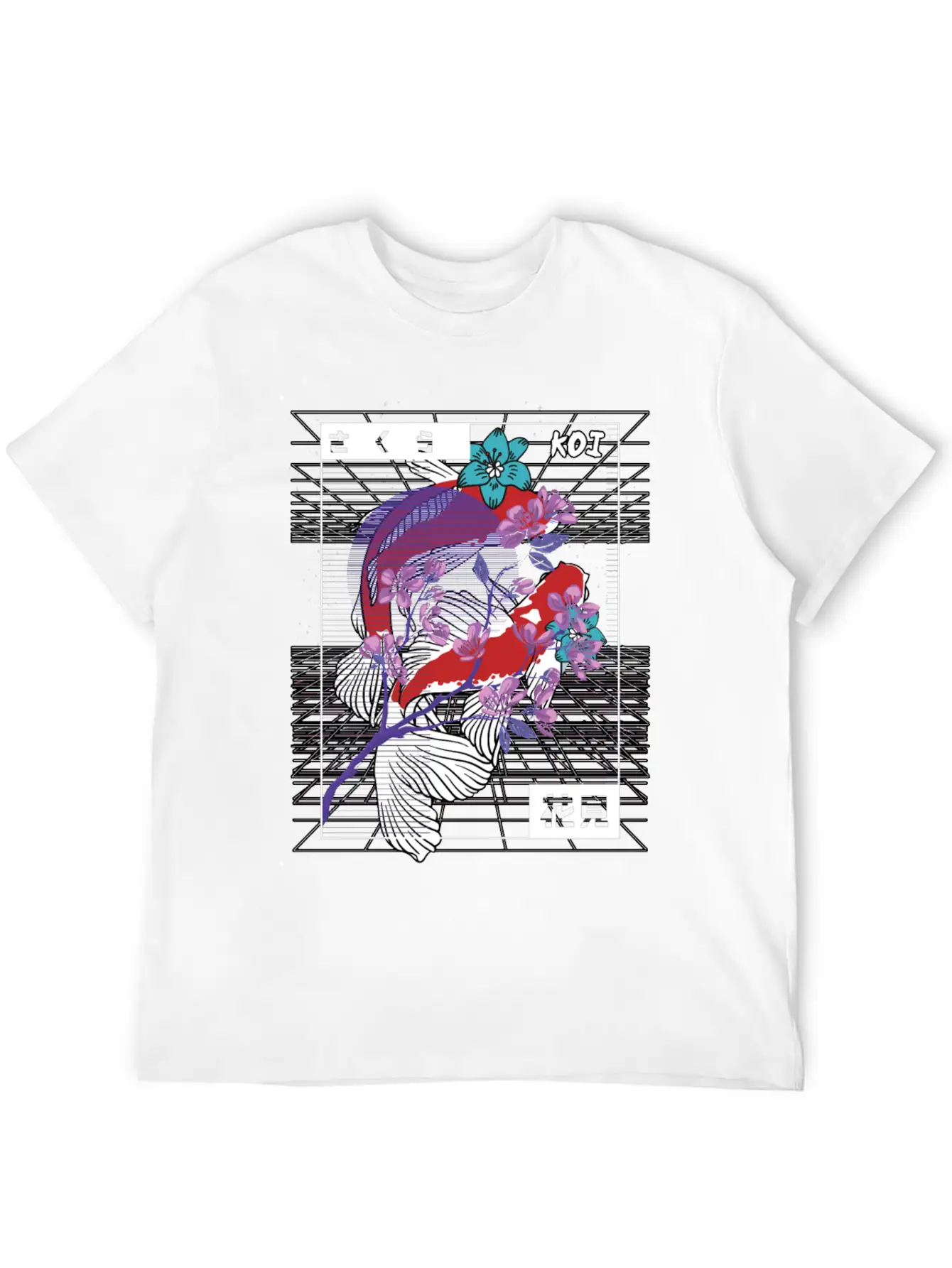 Vaporwave Koi Fish Japan Sakura Carp Breeder Basic Graphic T-Shirt – Daily Comfort In Soft Cotton