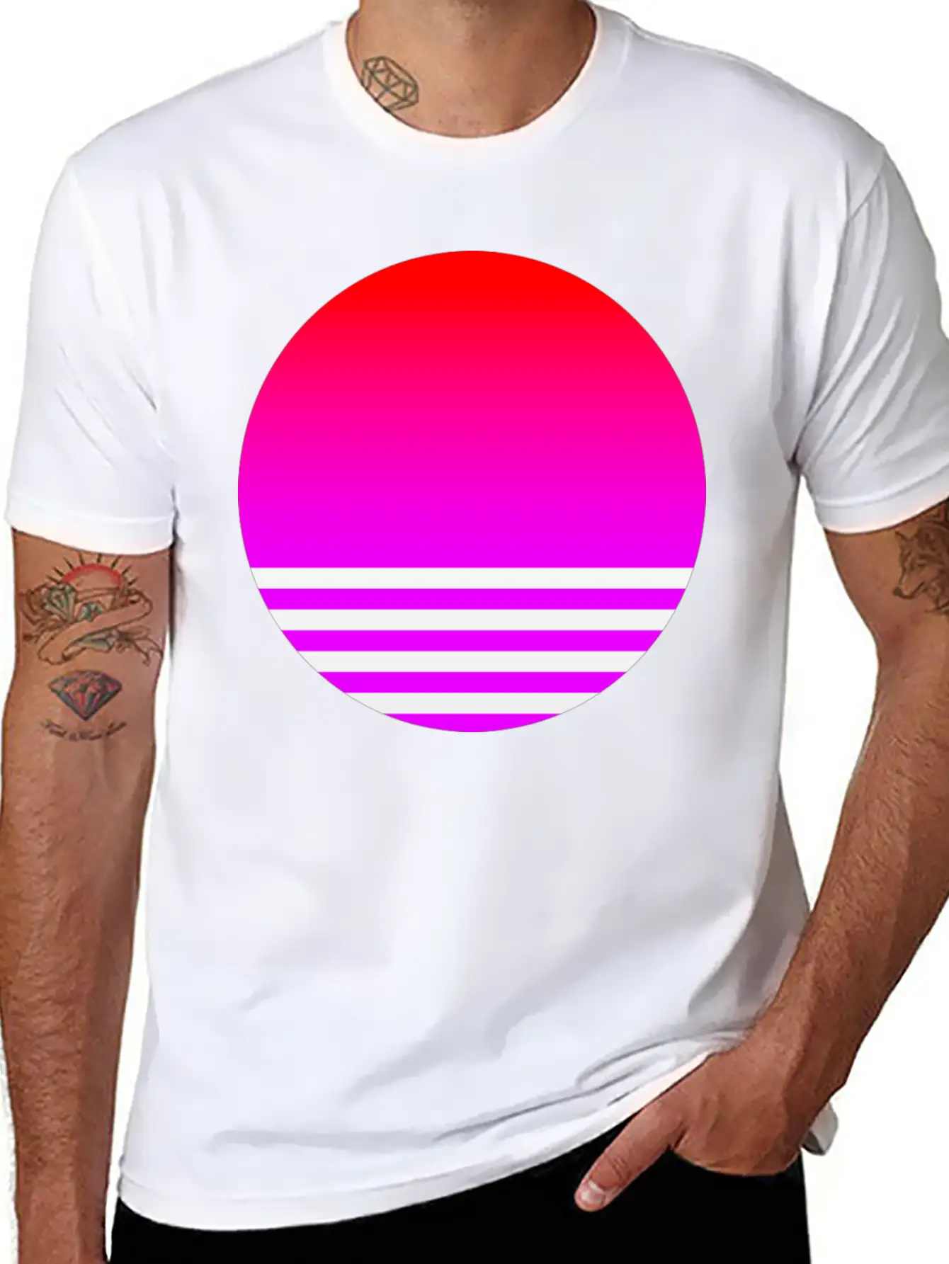 Vaporwave Sun Unisex Casual T-Shirt – Clean Design For Daily Comfort
