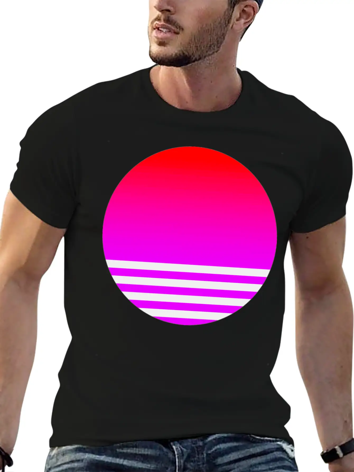 Vaporwave Sun Unisex Casual T-Shirt – Clean Design For Daily Comfort