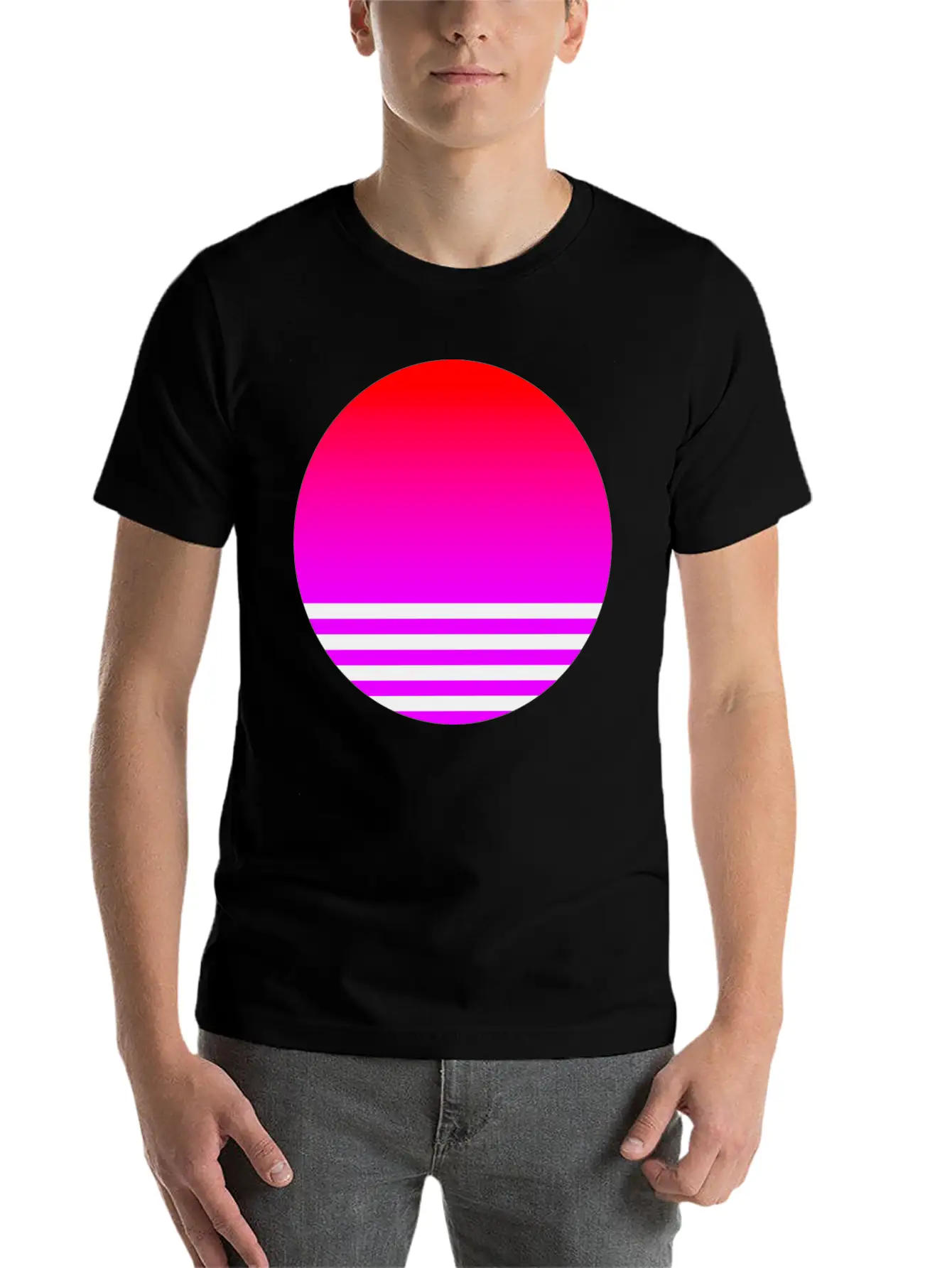 Vaporwave Sun Unisex Casual T-Shirt – Clean Design For Daily Comfort