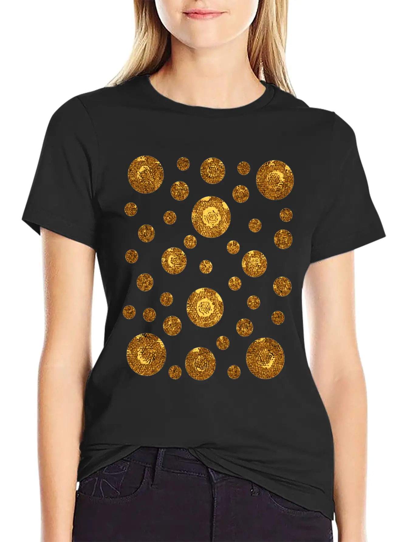 Varying Gold Coins Sizes Unisex Casual T-Shirt – Clean Design For Daily Comfort