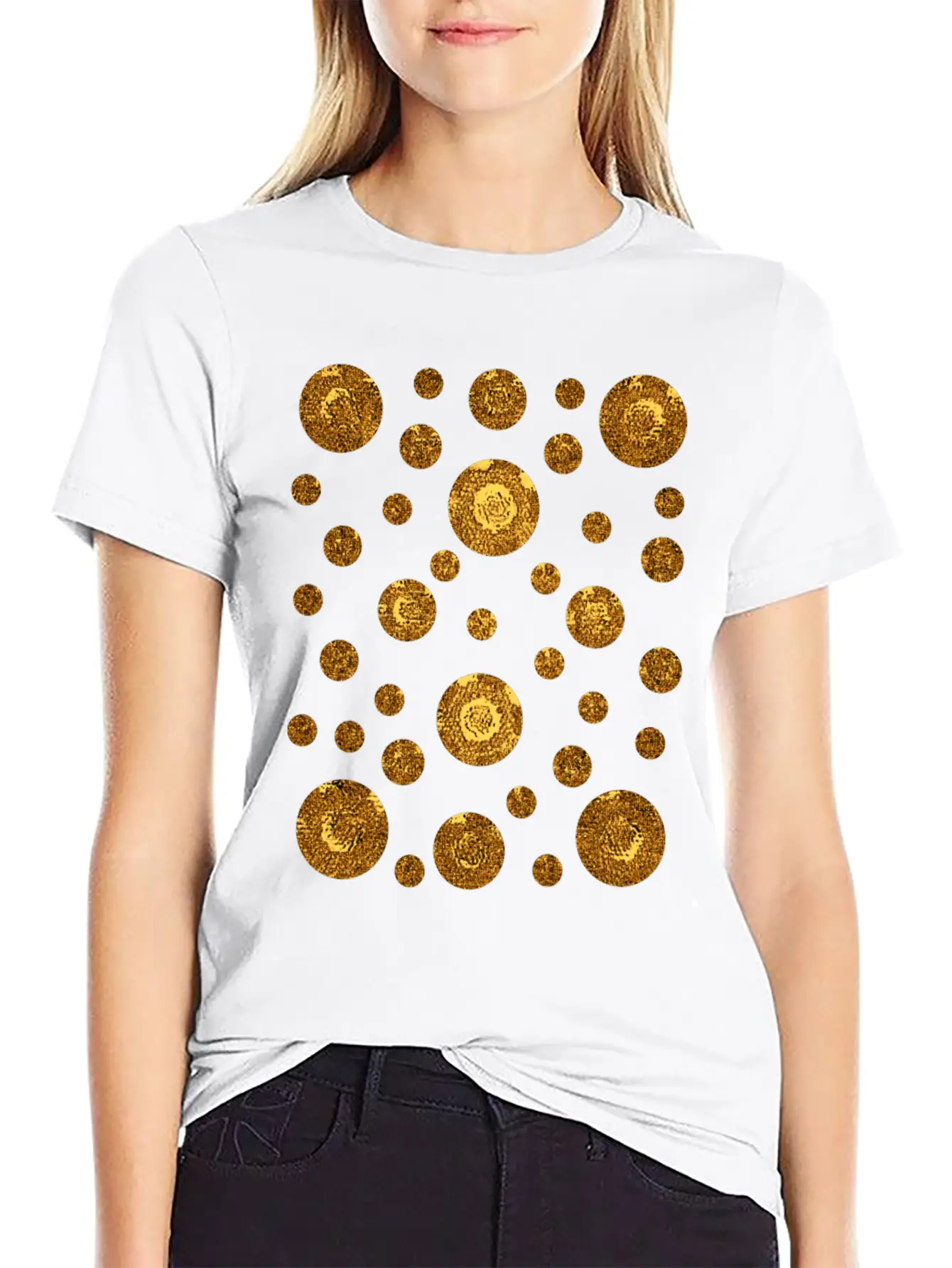 Varying Gold Coins Sizes Unisex Casual T-Shirt – Clean Design For Daily Comfort