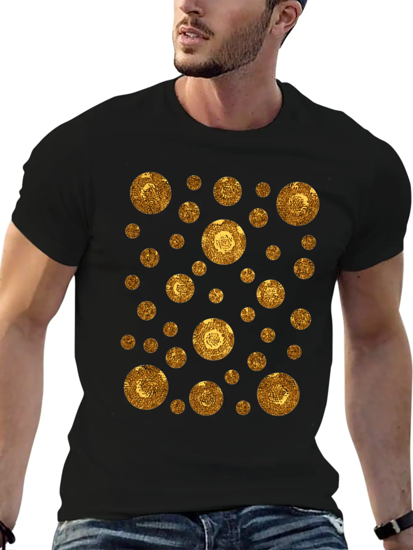 Varying Gold Coins Sizes Unisex Casual T-Shirt – Clean Design For Daily Comfort