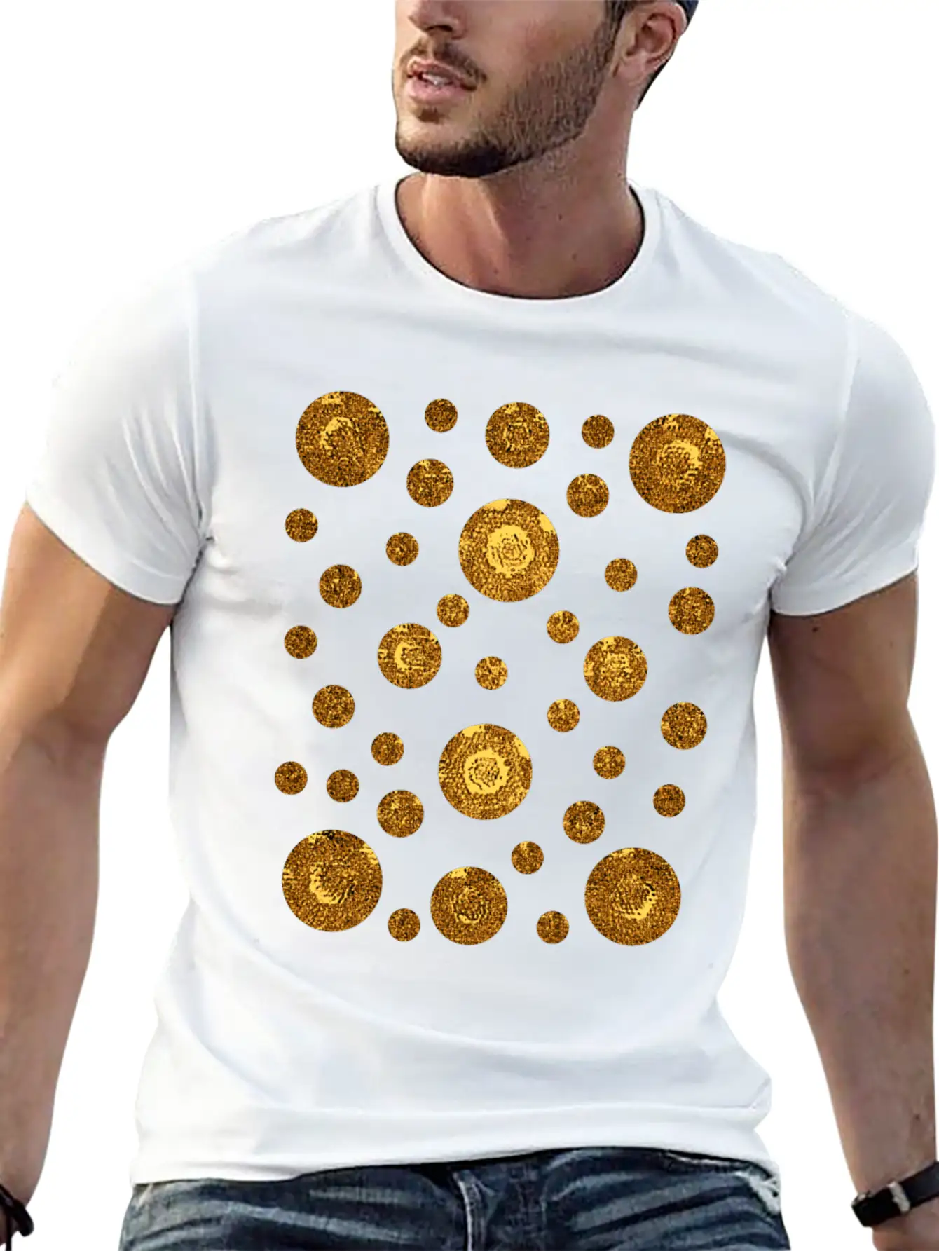 Varying Gold Coins Sizes Unisex Casual T-Shirt – Clean Design For Daily Comfort