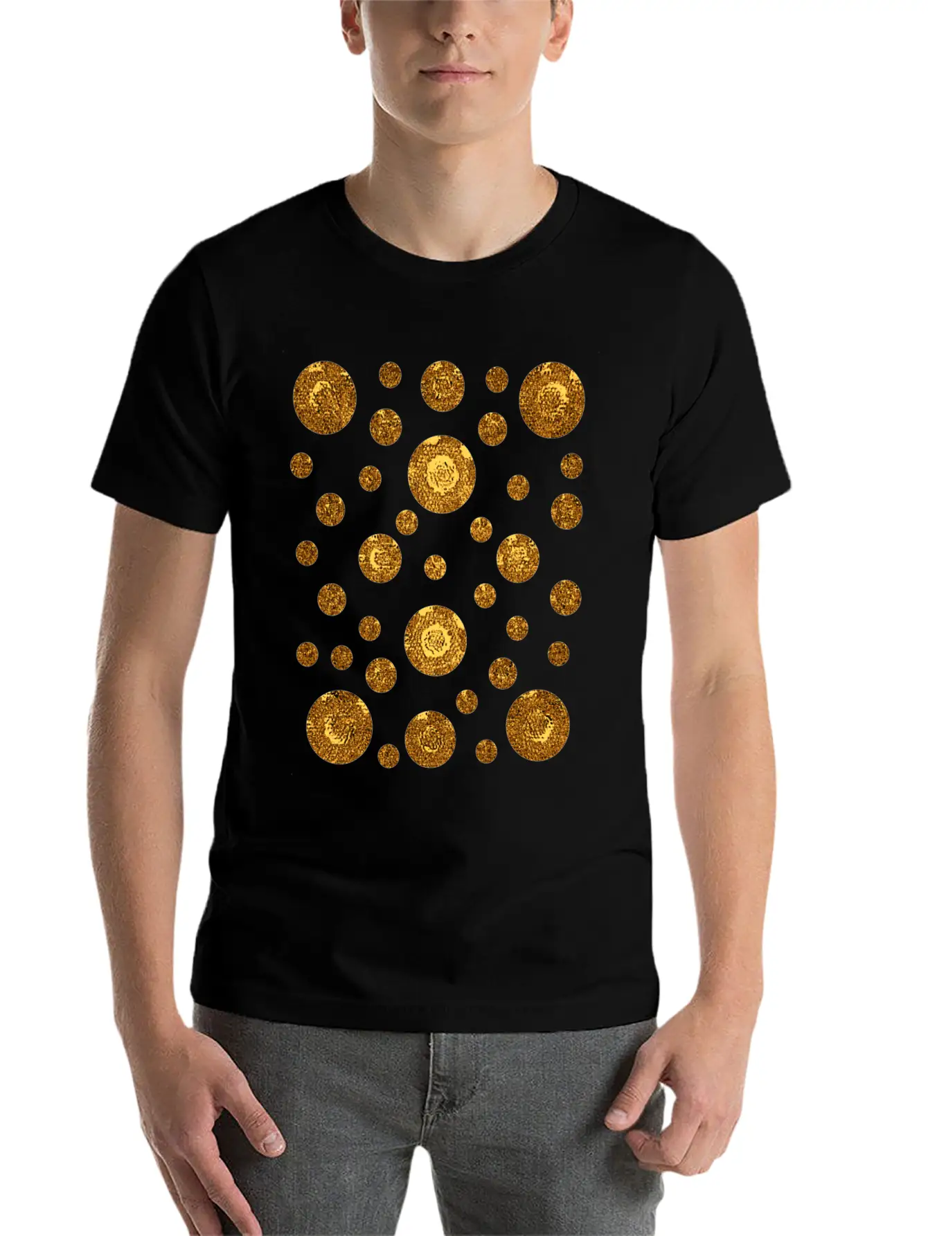Varying Gold Coins Sizes Unisex Casual T-Shirt – Clean Design For Daily Comfort