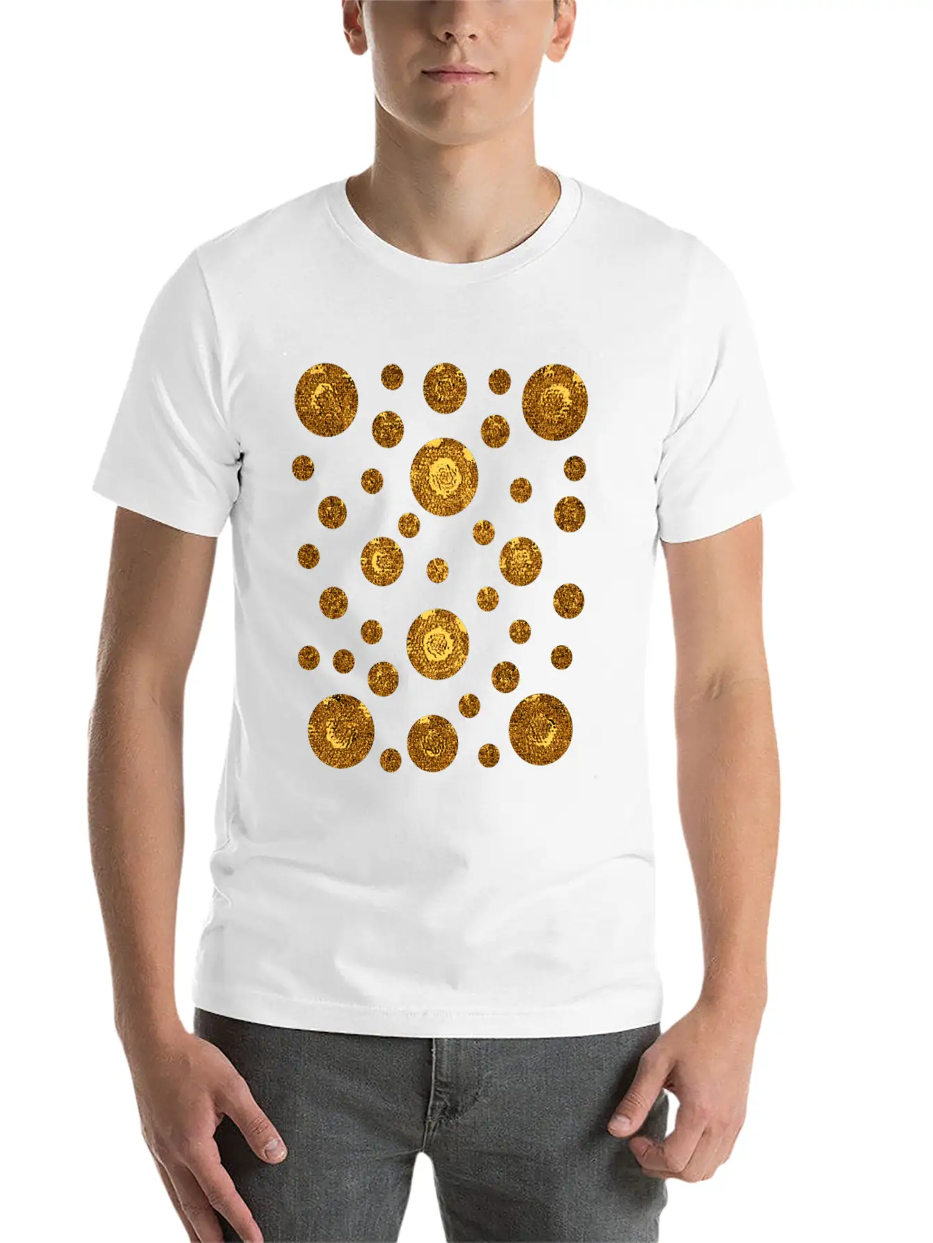 Varying Gold Coins Sizes Unisex Casual T-Shirt – Clean Design For Daily Comfort