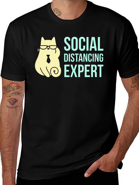 Social Distancing Expert Cat T-Shirt - Stay Safe in Style