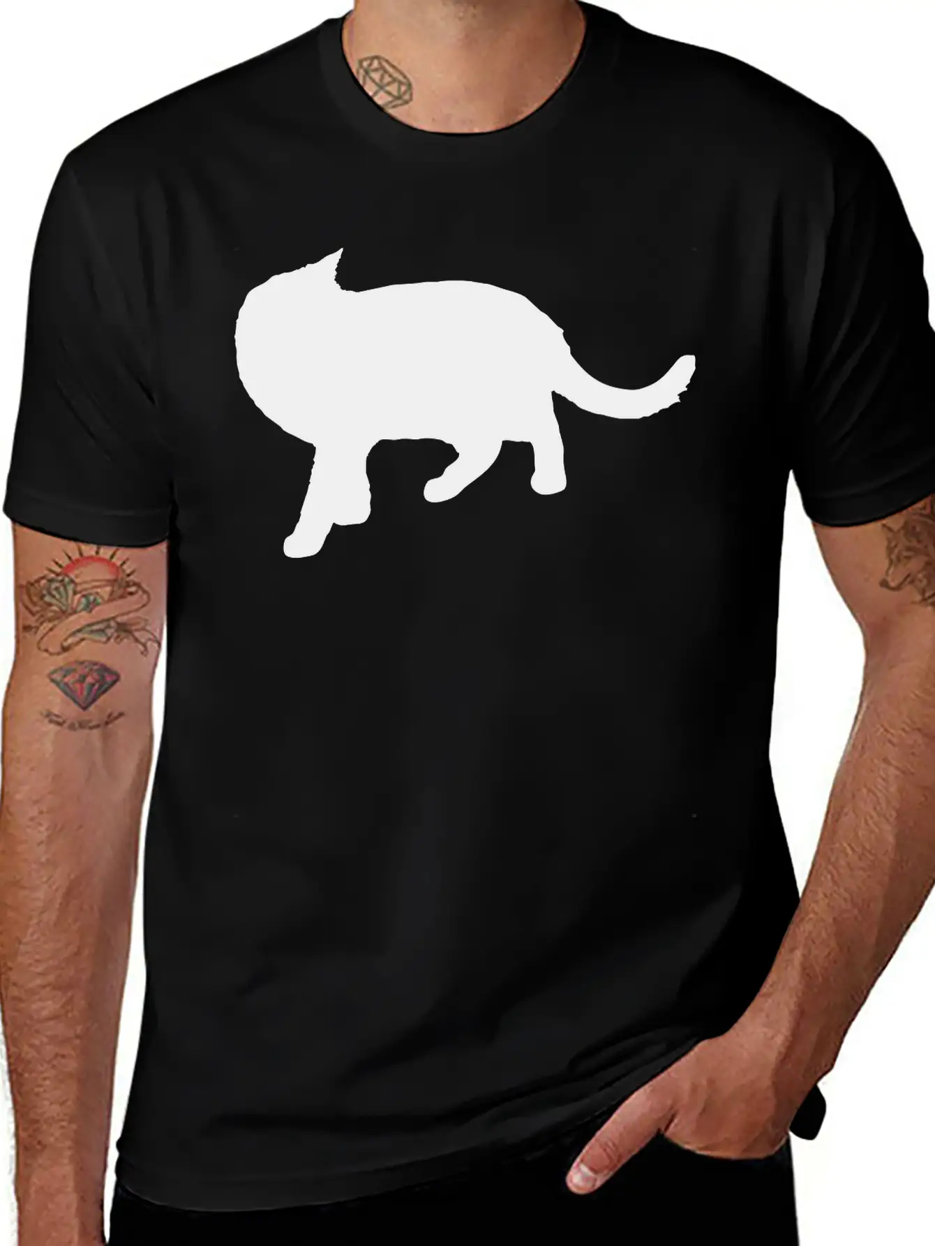 Vector Cat Silhouette Basic Graphic T-Shirt – Daily Comfort In Soft Cotton