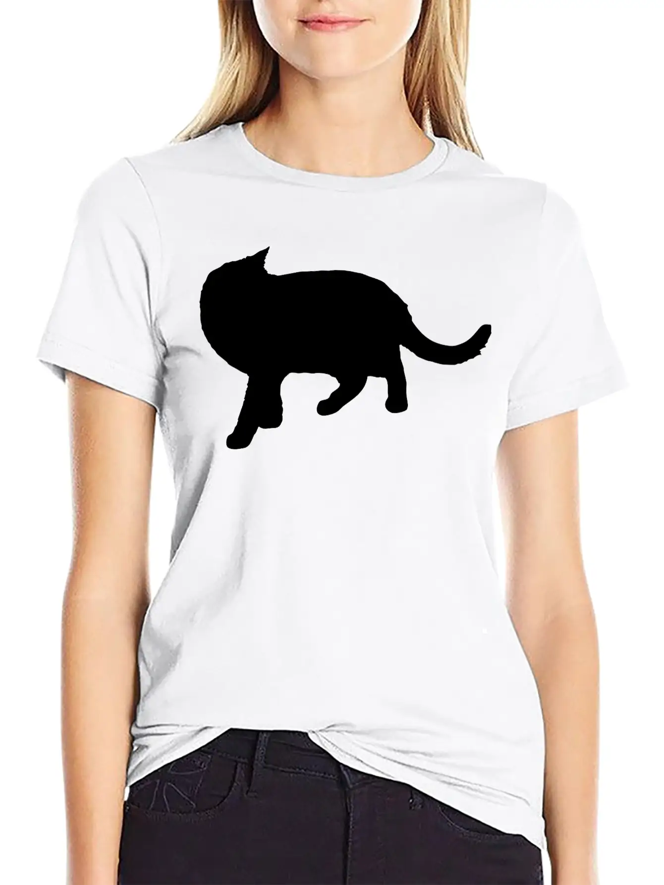 Vector Cat Silhouette Basic Graphic T-Shirt – Daily Comfort In Soft Cotton