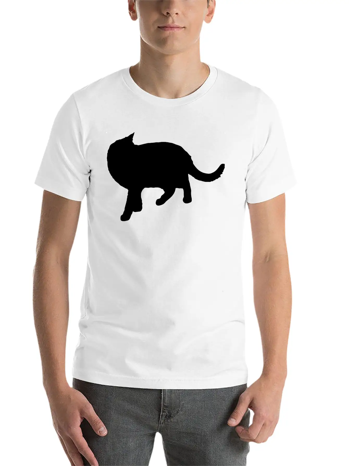 Vector Cat Silhouette Basic Graphic T-Shirt – Daily Comfort In Soft Cotton