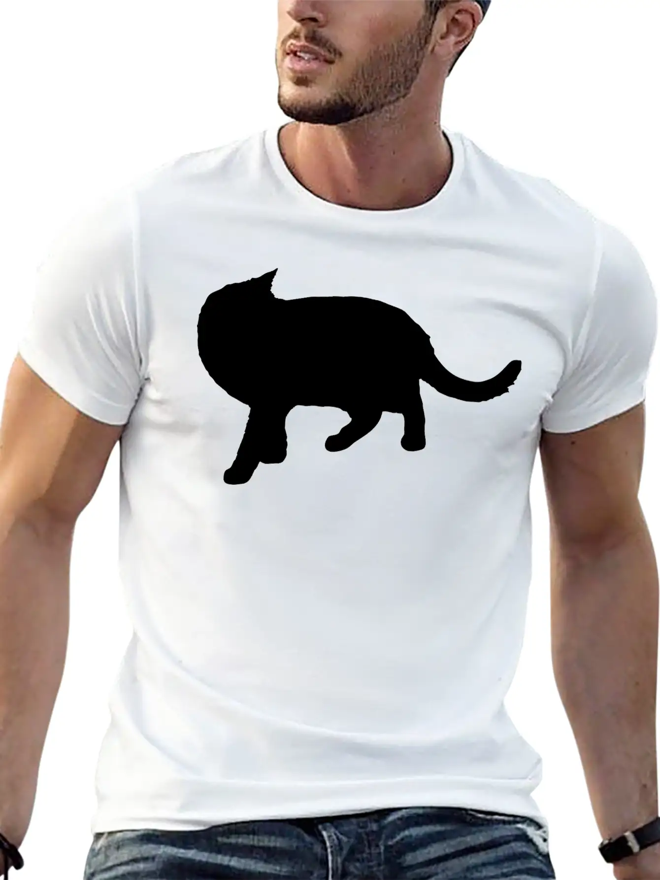 Vector Cat Silhouette Basic Graphic T-Shirt – Daily Comfort In Soft Cotton