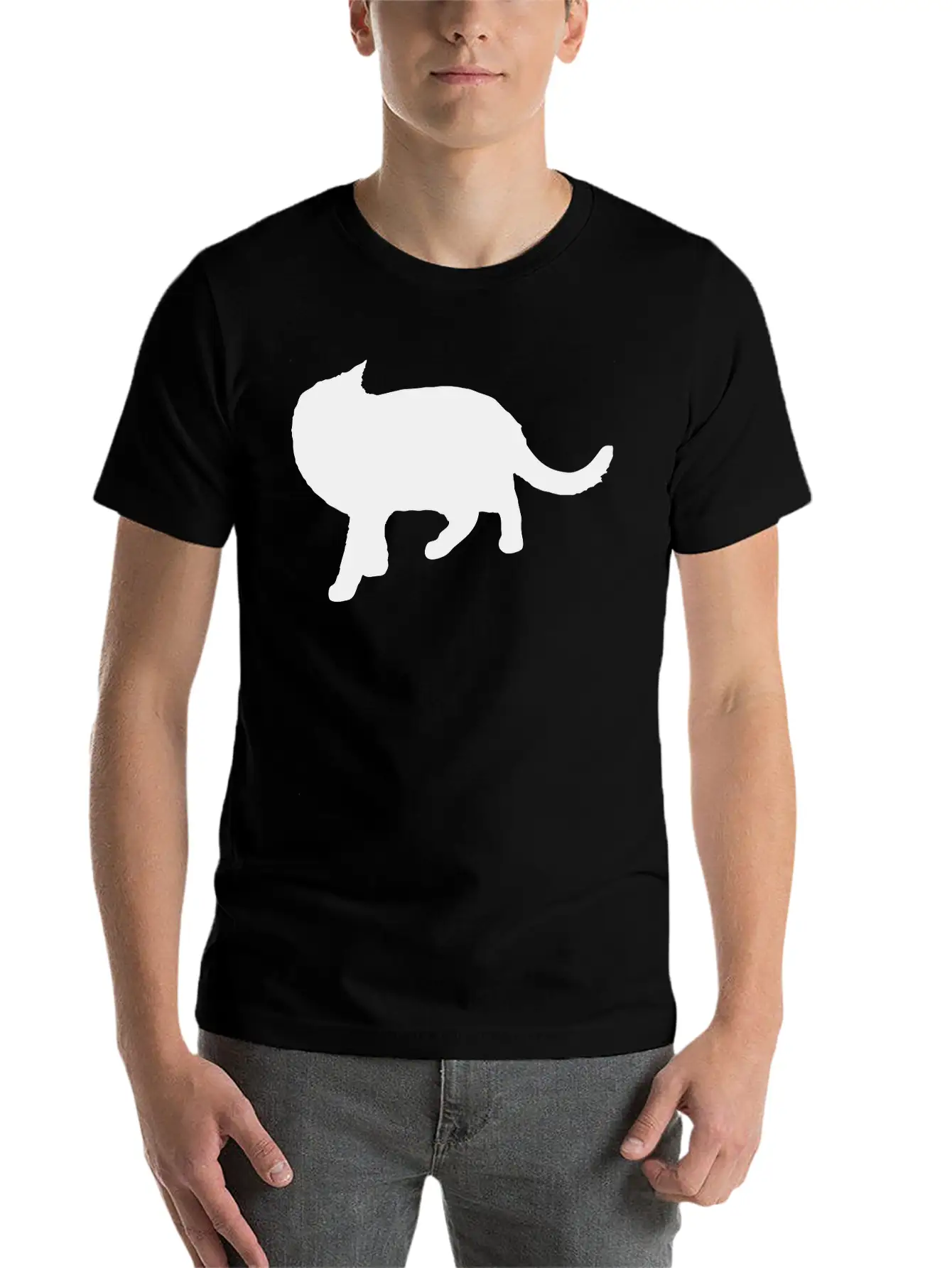 Vector Cat Silhouette Basic Graphic T-Shirt – Daily Comfort In Soft Cotton