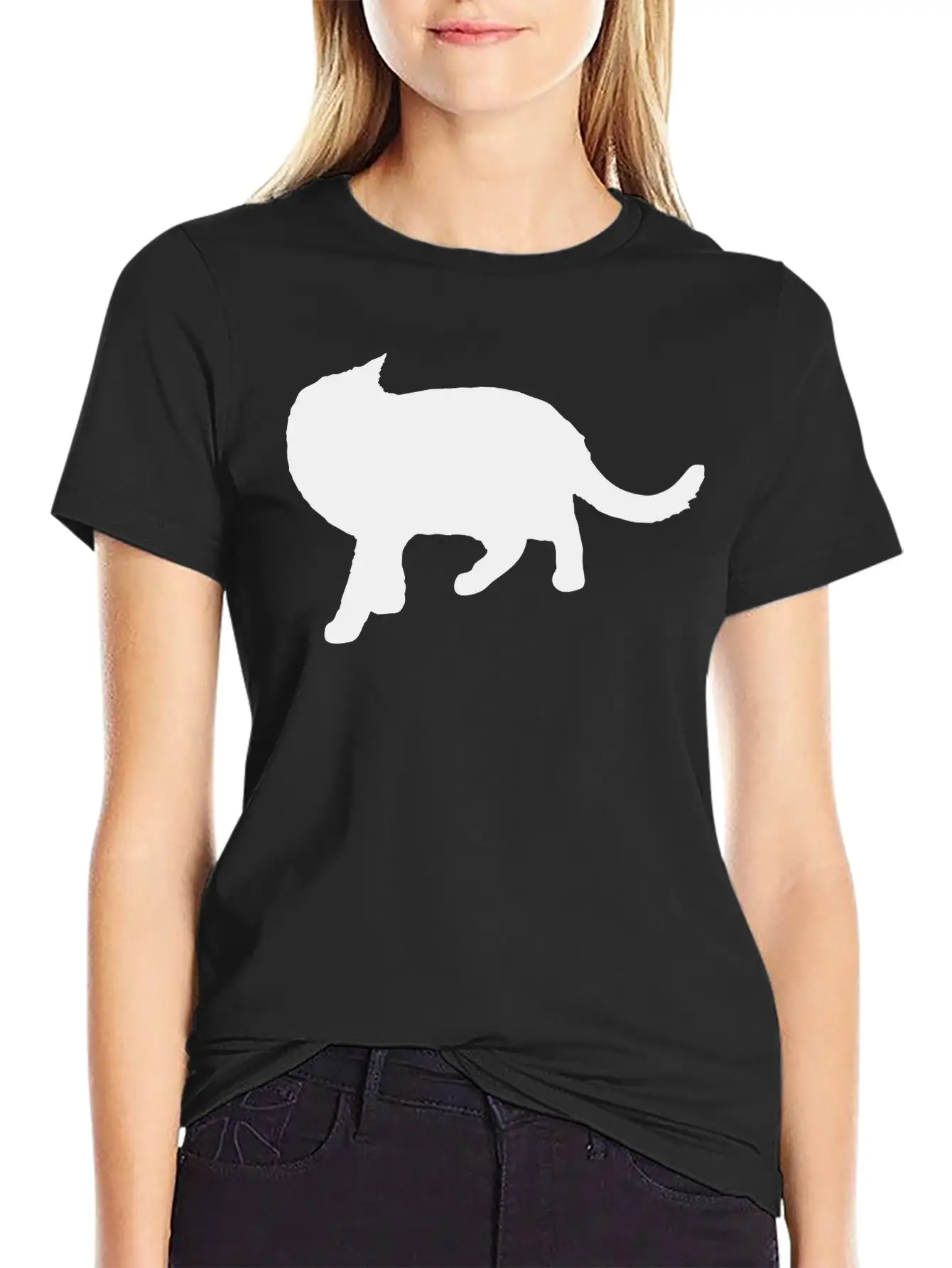 Vector Cat Silhouette Basic Graphic T-Shirt – Daily Comfort In Soft Cotton