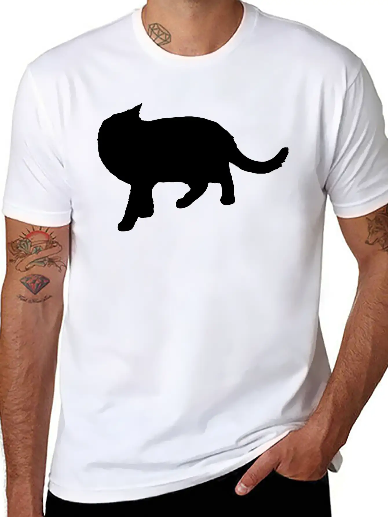 Vector Cat Silhouette Basic Graphic T-Shirt – Daily Comfort In Soft Cotton
