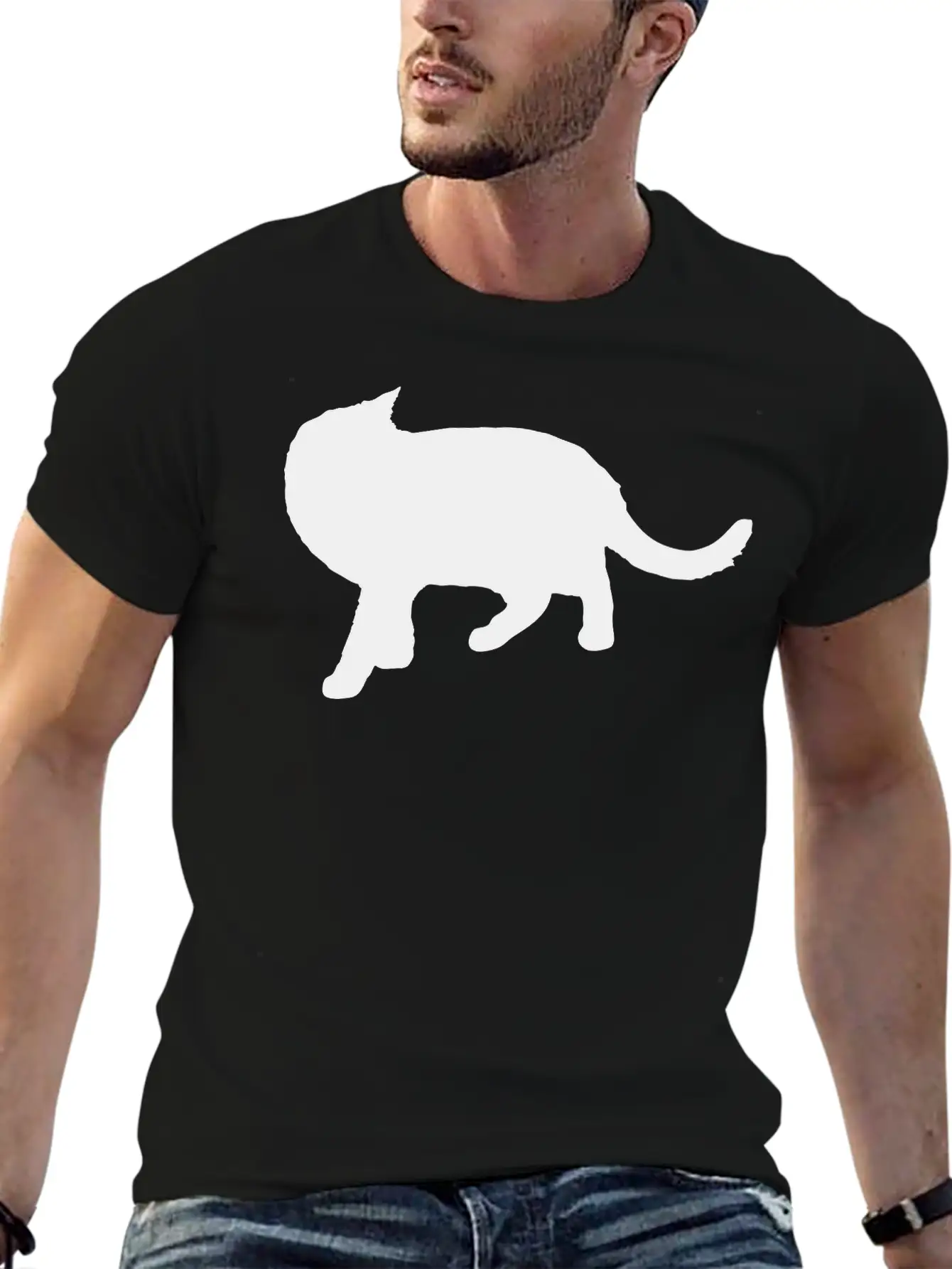 Vector Cat Silhouette Basic Graphic T-Shirt – Daily Comfort In Soft Cotton