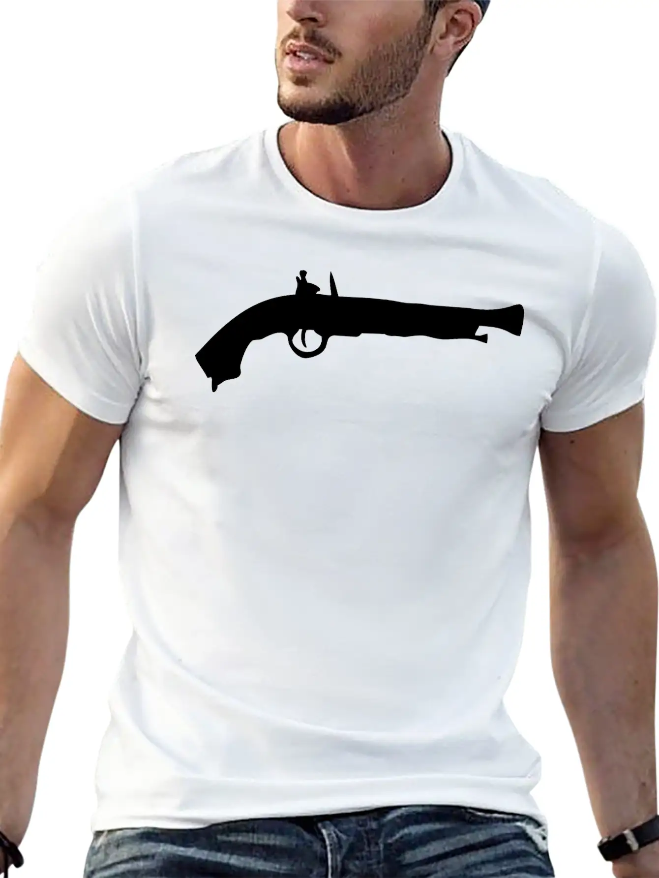 Vector Gun Silhouette Relaxed Everyday Tee – Lightweight And Durable Cotton