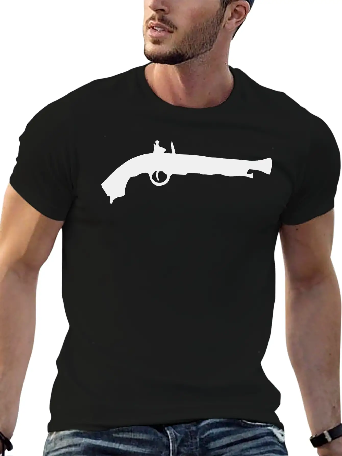 Vector Gun Silhouette Relaxed Everyday Tee – Lightweight And Durable Cotton