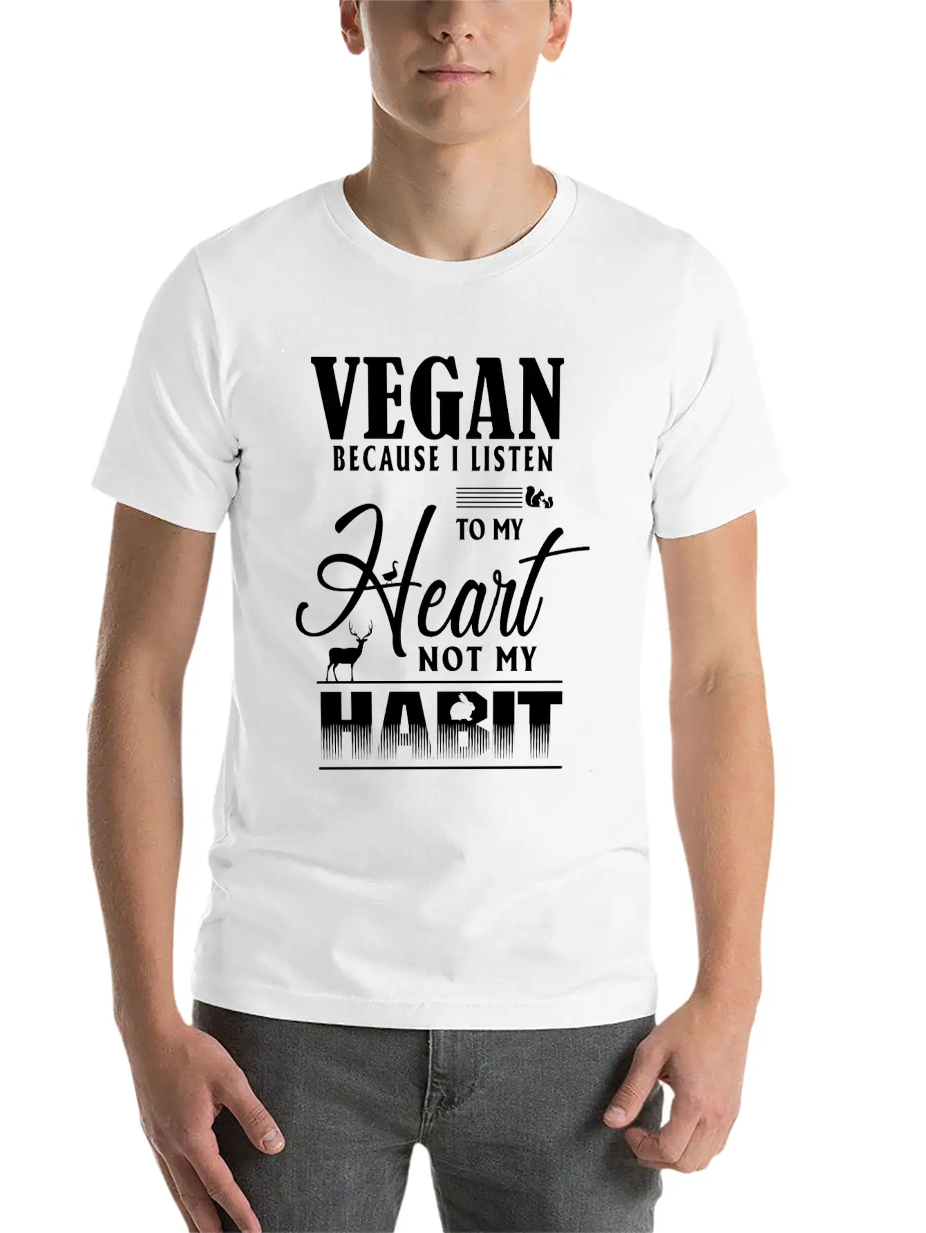 Vegan Because I Listen To My Heart Not My Habit Essential Cotton Tee For Daily Outfits – Unisex Style