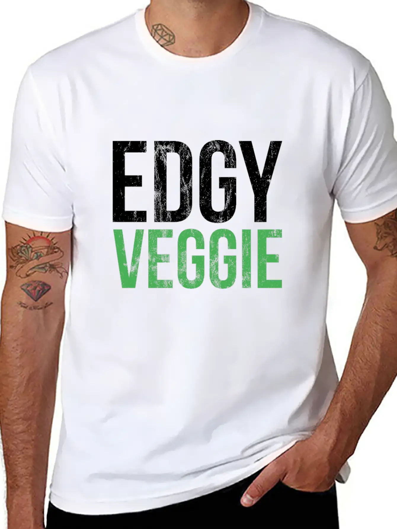 Vegan Edgy Veggie Funny Men Women Kids Healthy Modern Fit Casual T-Shirt – Clean And Versatile Design