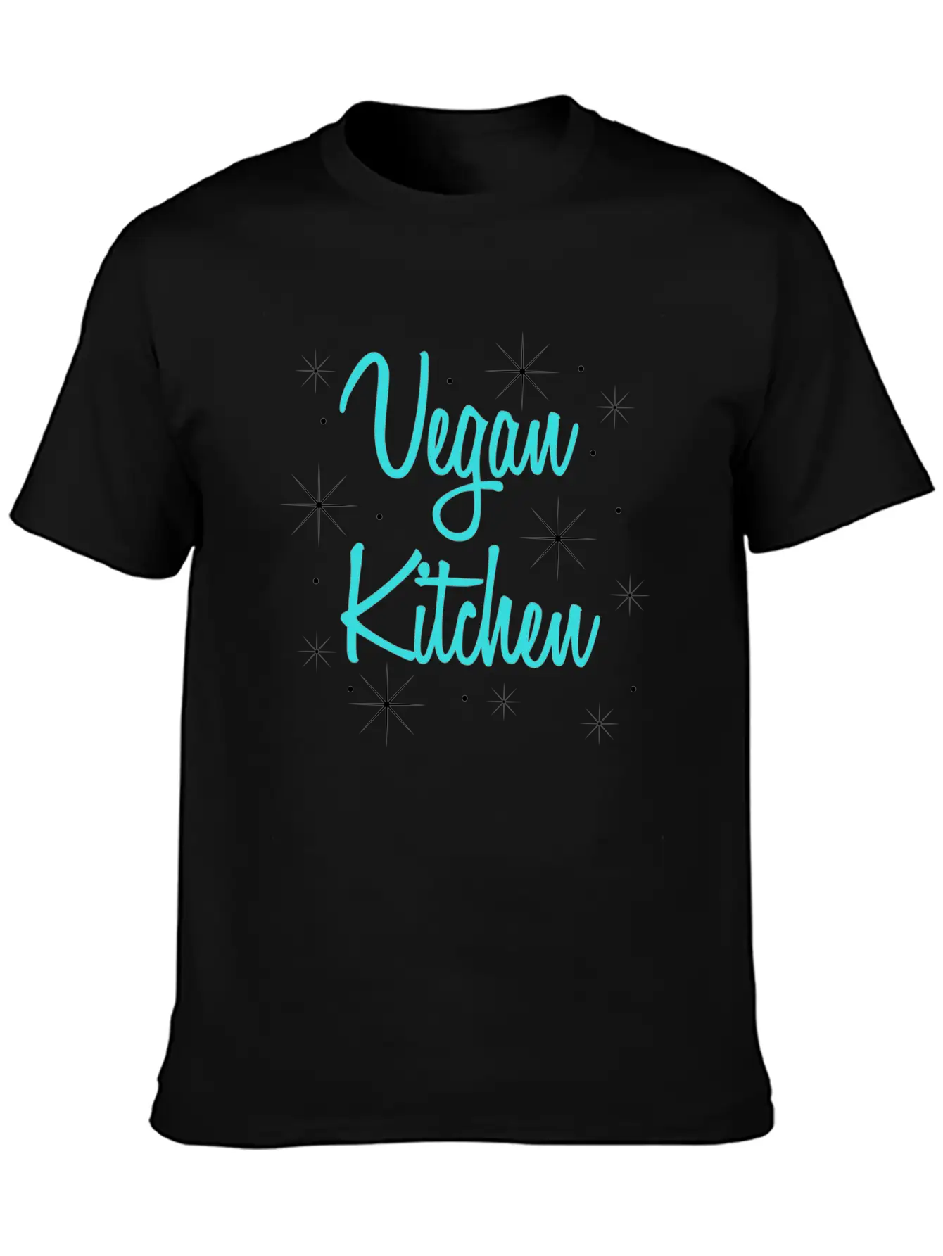 Vegan Kitchen Vintage Retro Diner Turquoise Black Lightweight Cotton T-Shirt – Daily Comfort Graphic Shirt