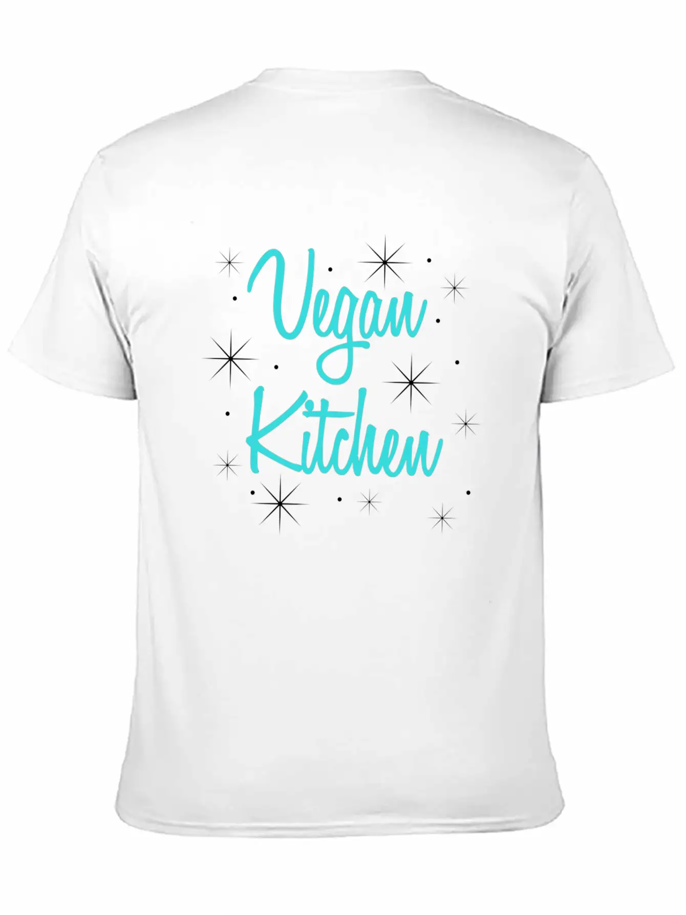 Vegan Kitchen Vintage Retro Diner Turquoise Black Lightweight Cotton T-Shirt – Daily Comfort Graphic Shirt