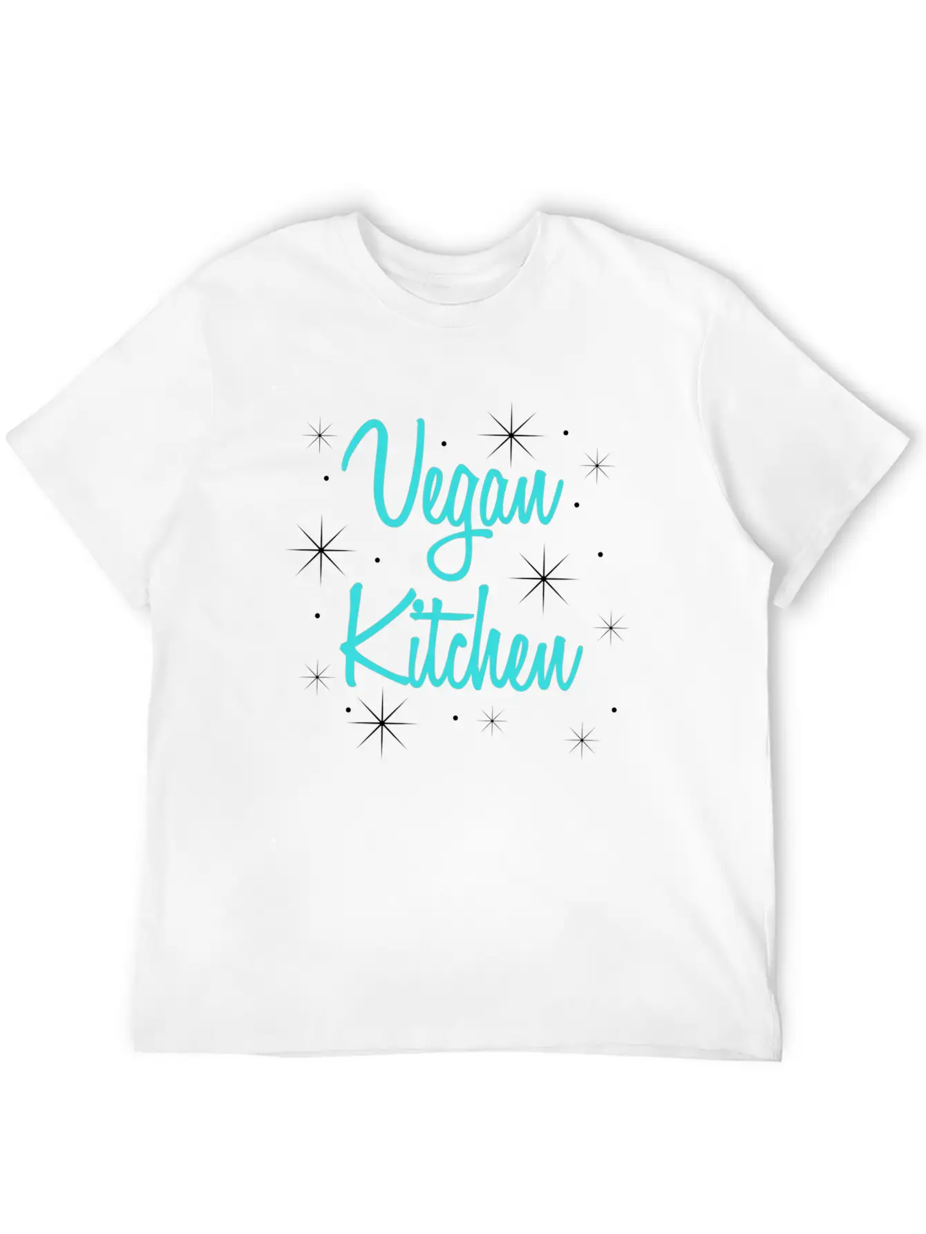 Vegan Kitchen Vintage Retro Diner Turquoise Black Lightweight Cotton T-Shirt – Daily Comfort Graphic Shirt