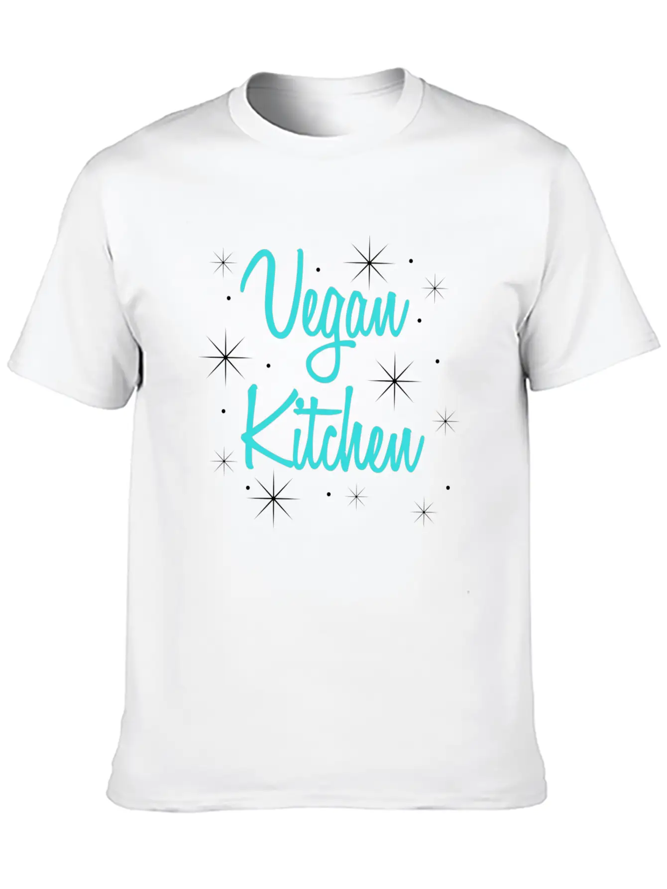 Vegan Kitchen Vintage Retro Diner Turquoise Black Lightweight Cotton T-Shirt – Daily Comfort Graphic Shirt