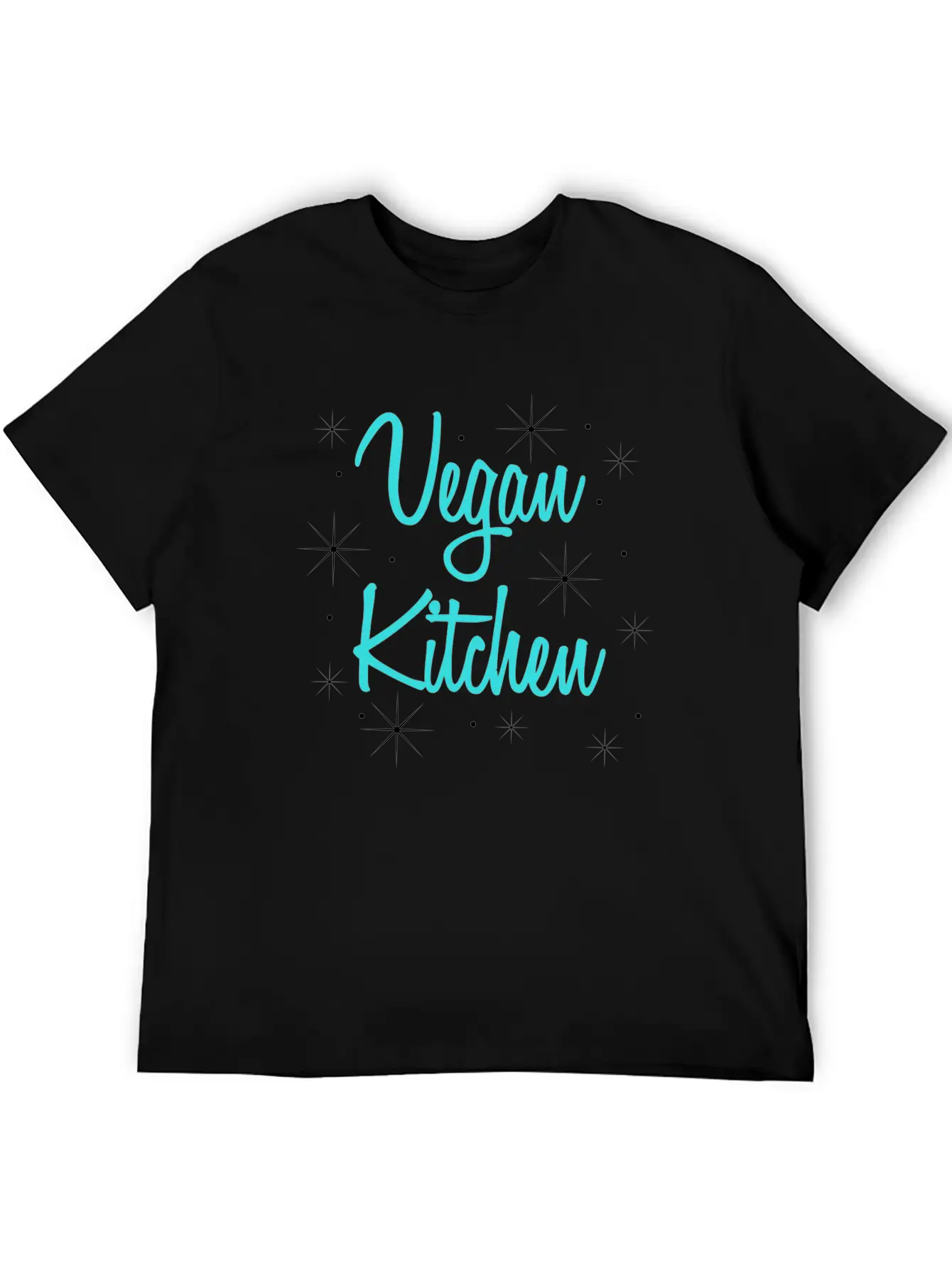 Vegan Kitchen Vintage Retro Diner Turquoise Black Lightweight Cotton T-Shirt – Daily Comfort Graphic Shirt